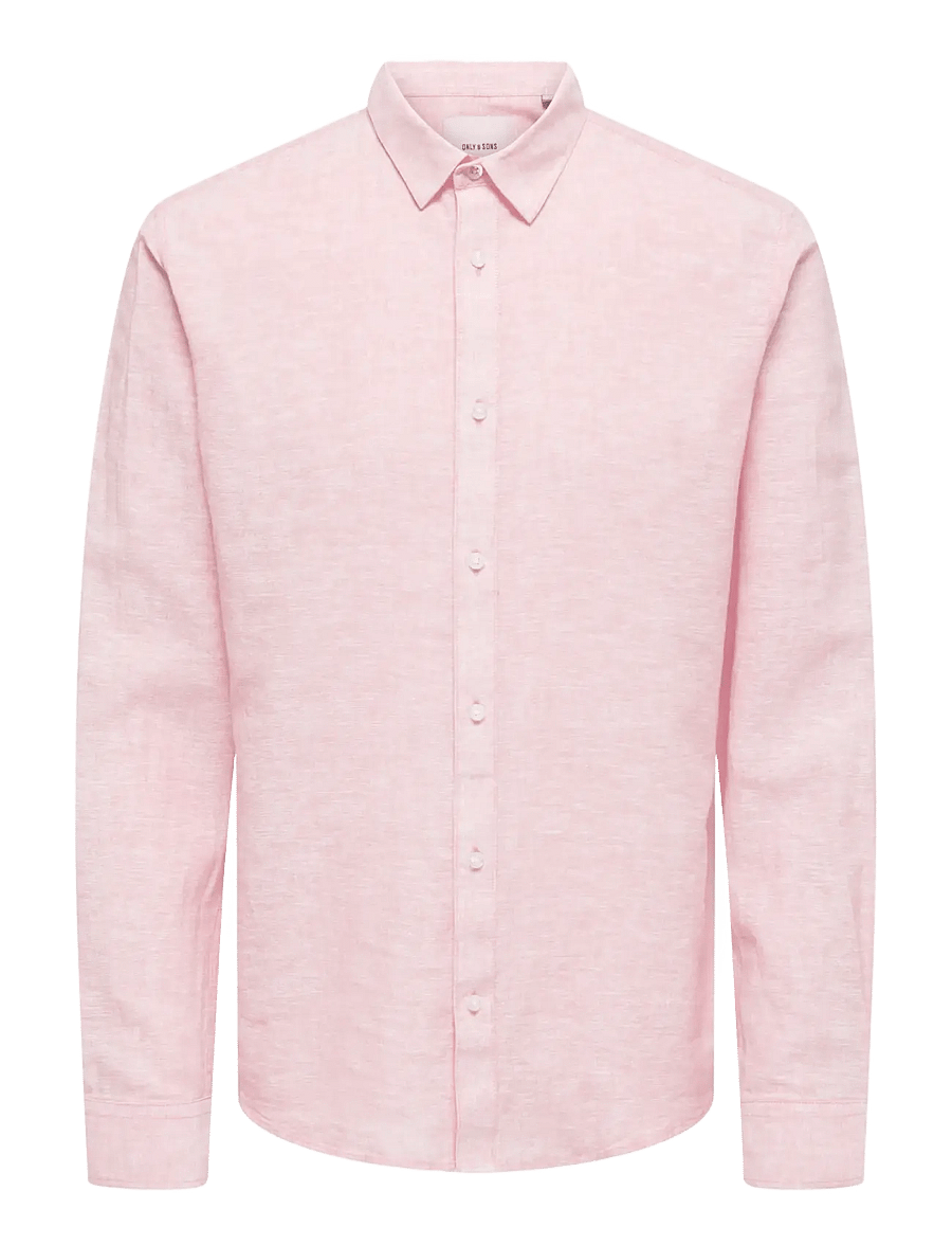 ONLY & SONS - ONSCAIDEN LIFE LS SOLID LINEN BLEND NOOS - leinenhemden - veiled pink - 1