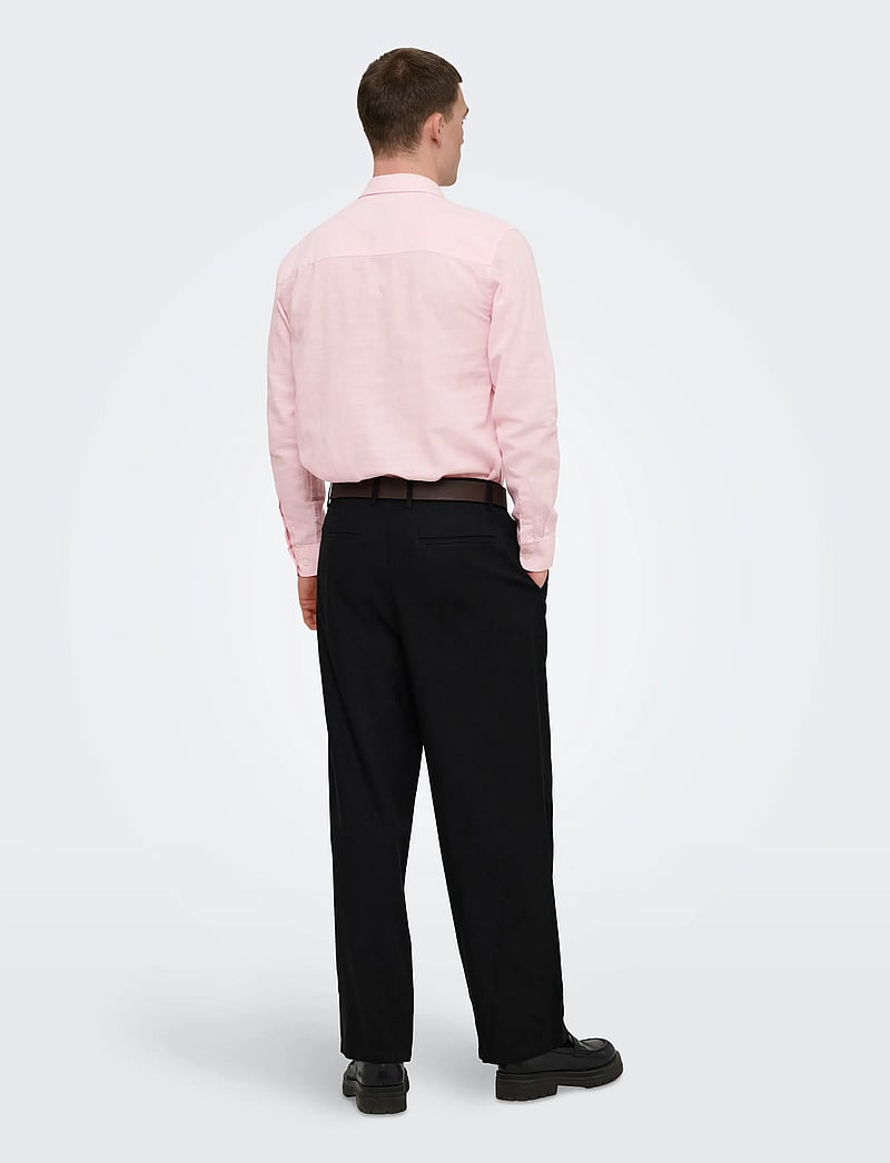 ONLY & SONS - ONSCAIDEN LIFE LS SOLID LINEN BLEND NOOS - linased särgid - veiled pink - 3