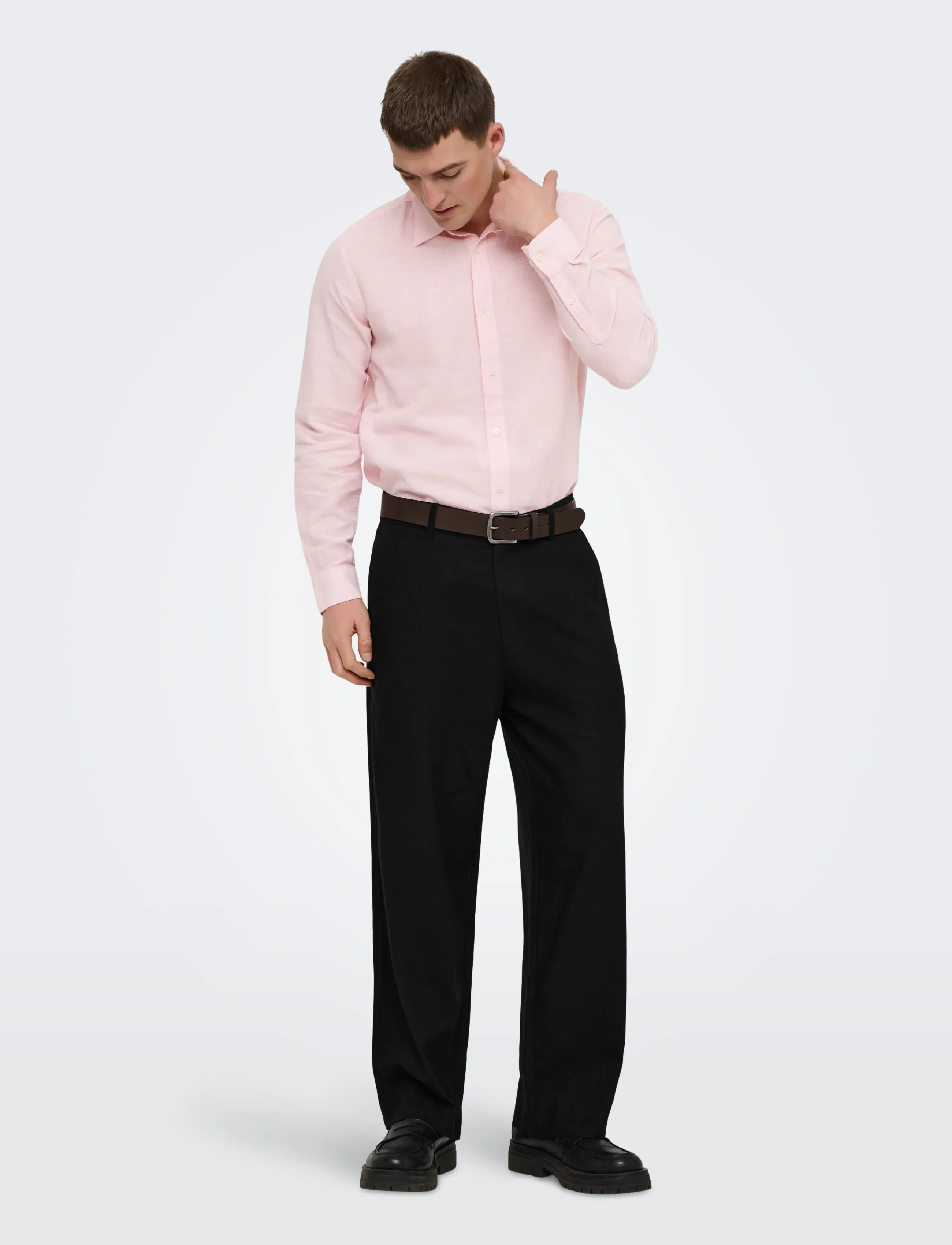 ONLY & SONS - ONSCAIDEN LIFE LS SOLID LINEN BLEND NOOS - linneskjortor - veiled pink - 4