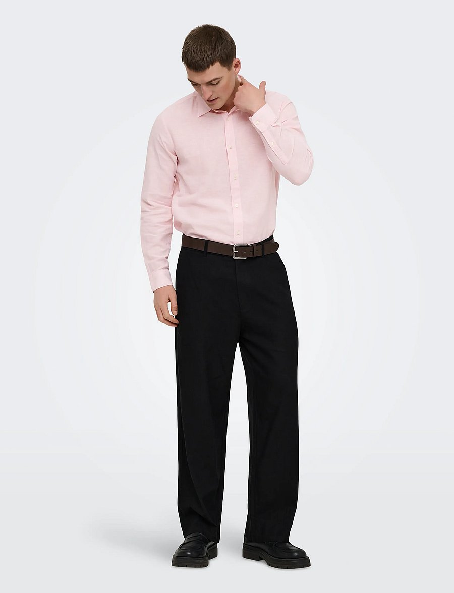 ONLY & SONS - ONSCAIDEN LIFE LS SOLID LINEN BLEND NOOS - leinenhemden - veiled pink - 4