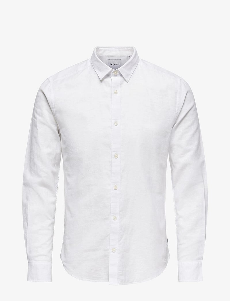 ONLY & SONS - ONSCAIDEN LIFE LS SOLID LINEN SHIRT NOOS - leinenhemden - white - 1