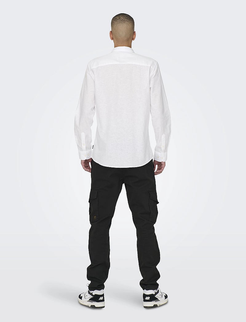 ONLY & SONS - ONSCAIDEN LIFE LS SOLID LINEN SHIRT NOOS - leinenhemden - white - 3