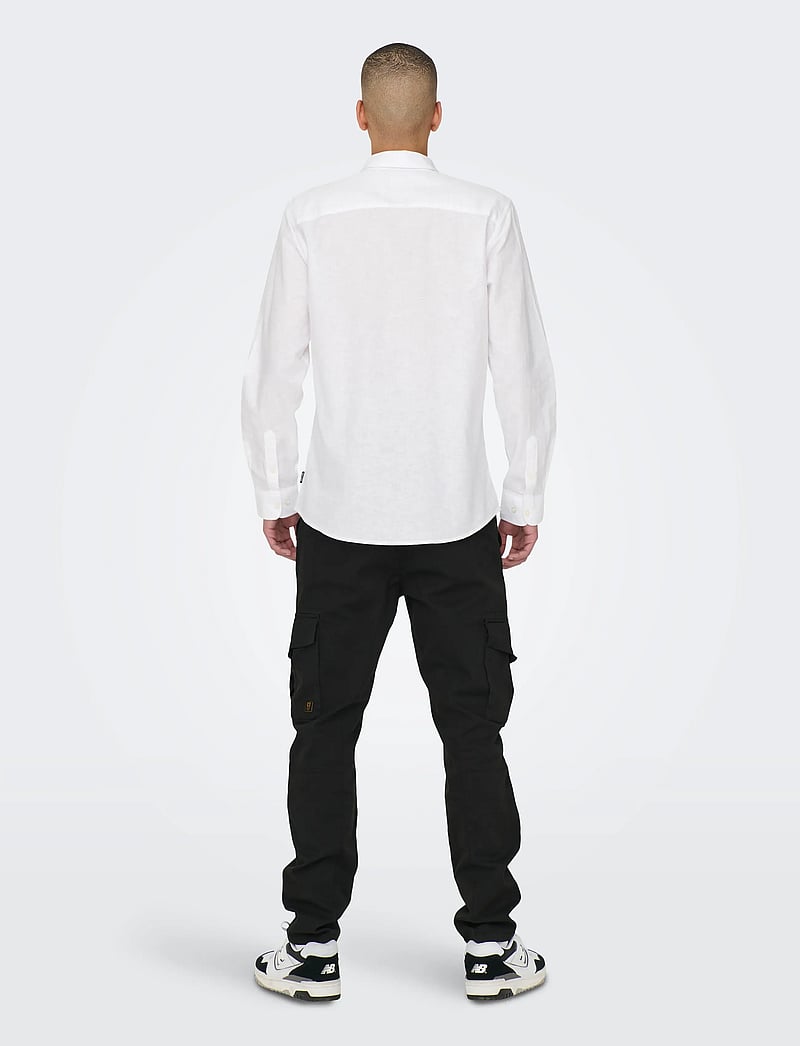 ONLY & SONS - ONSCAIDEN LIFE LS SOLID LINEN BLEND NOOS - leinenhemden - white - 3