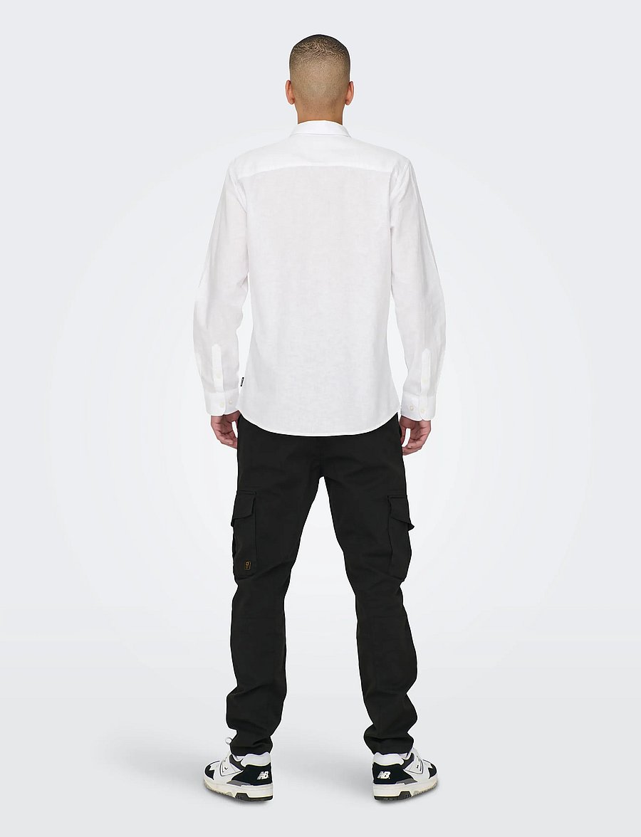 ONLY & SONS - ONSCAIDEN LIFE LS SOLID LINEN BLEND NOOS - leinenhemden - white - 3