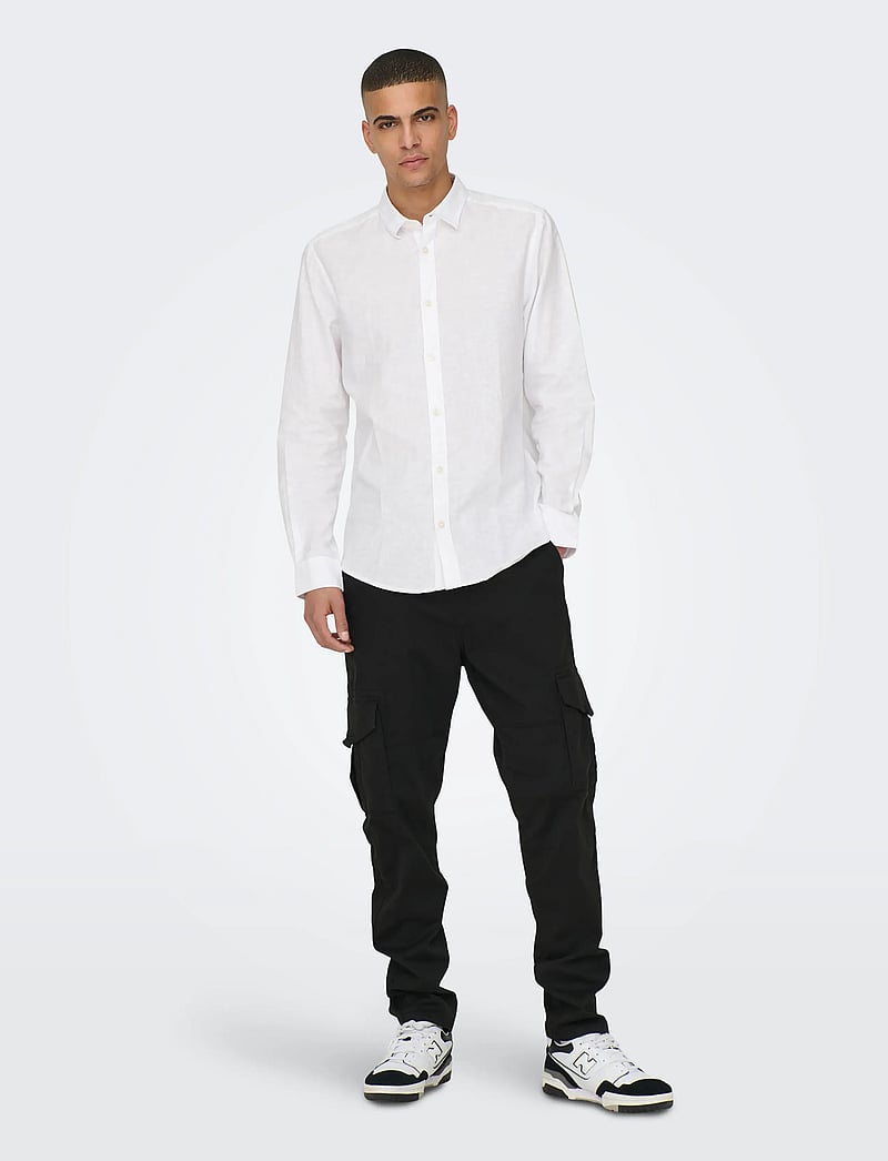 ONLY & SONS - ONSCAIDEN LIFE LS SOLID LINEN BLEND NOOS - leinenhemden - white - 4