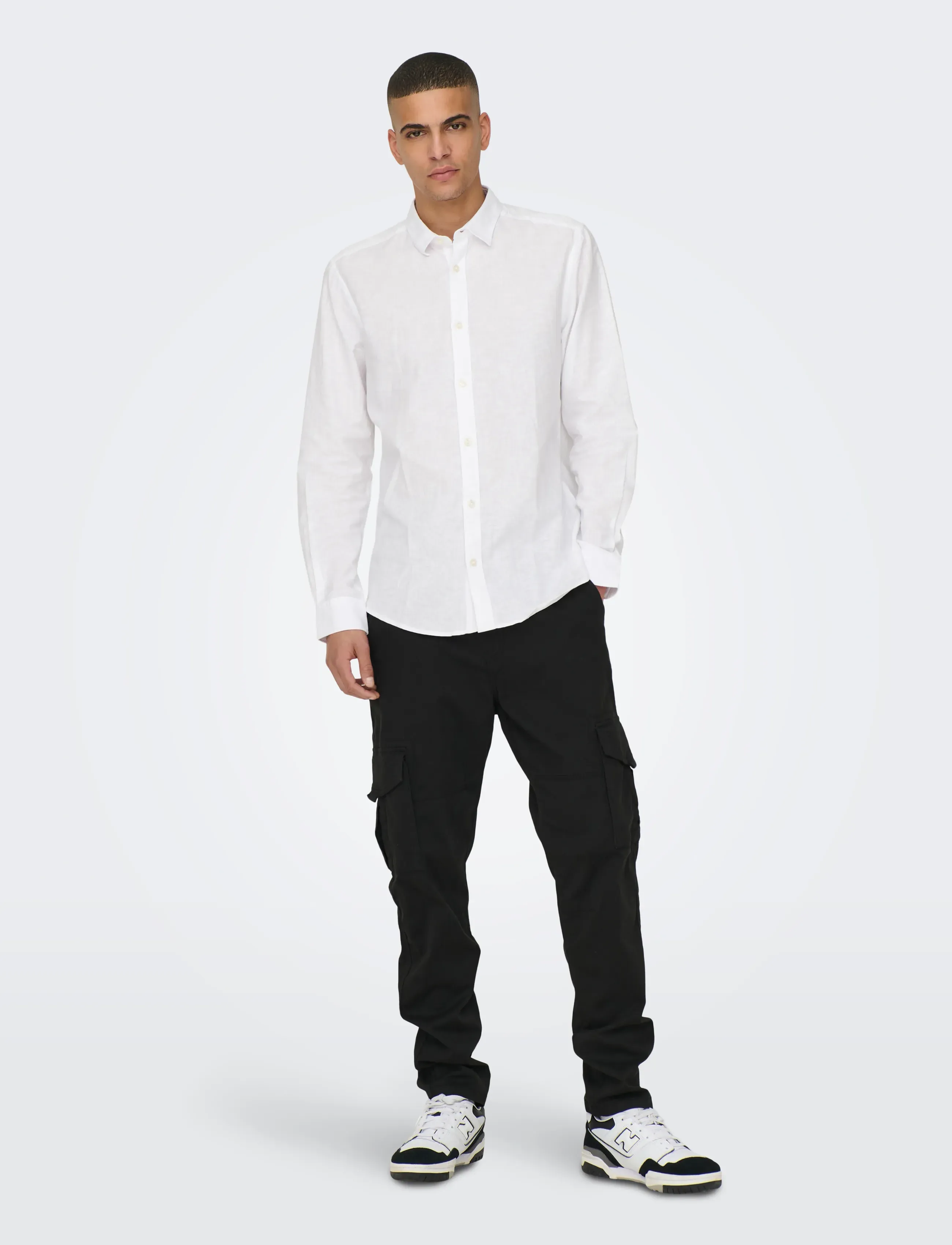 ONLY & SONS - ONSCAIDEN LIFE LS SOLID LINEN BLEND NOOS - leinenhemden - white - 4
