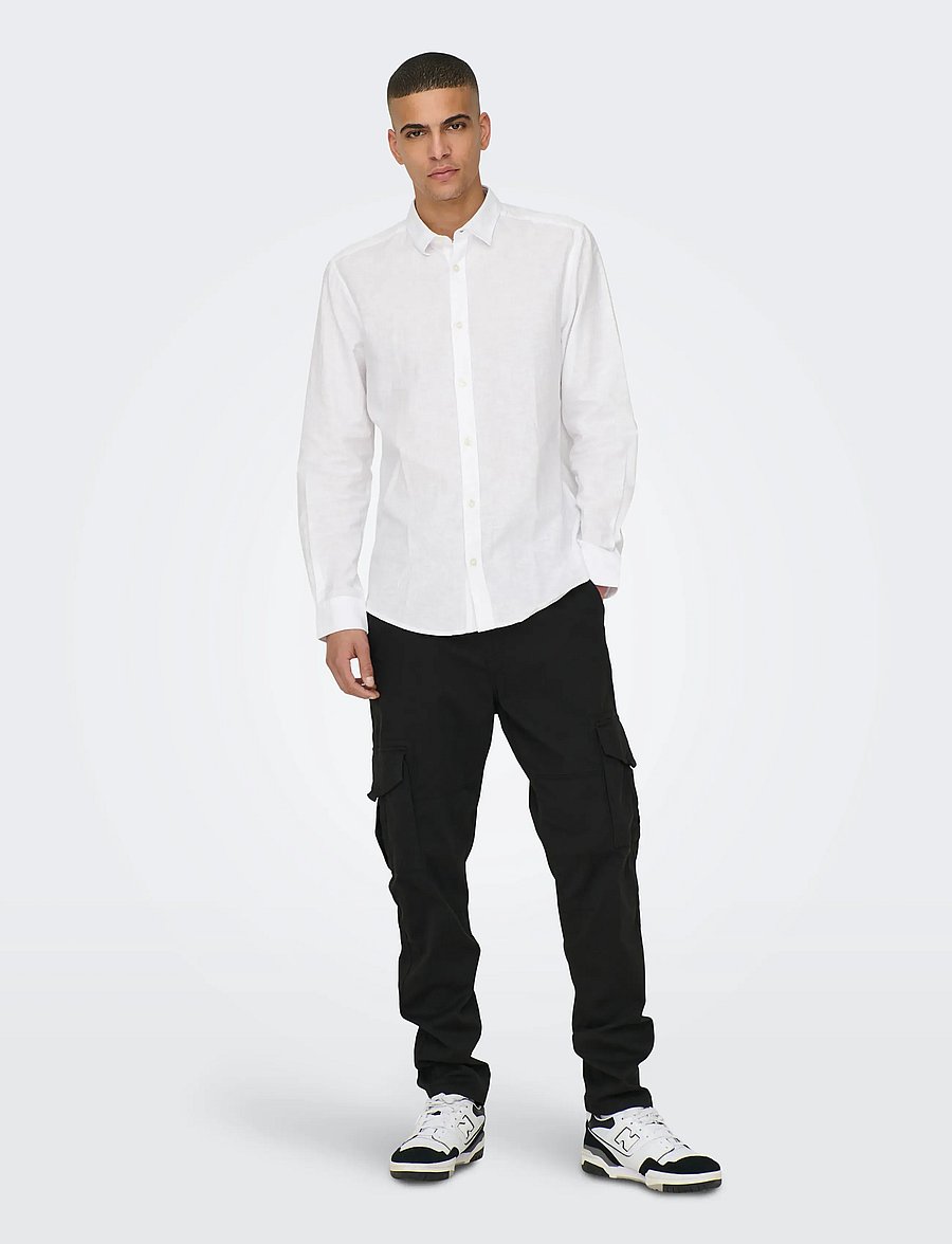 ONLY & SONS - ONSCAIDEN LIFE LS SOLID LINEN BLEND NOOS - leinenhemden - white - 4