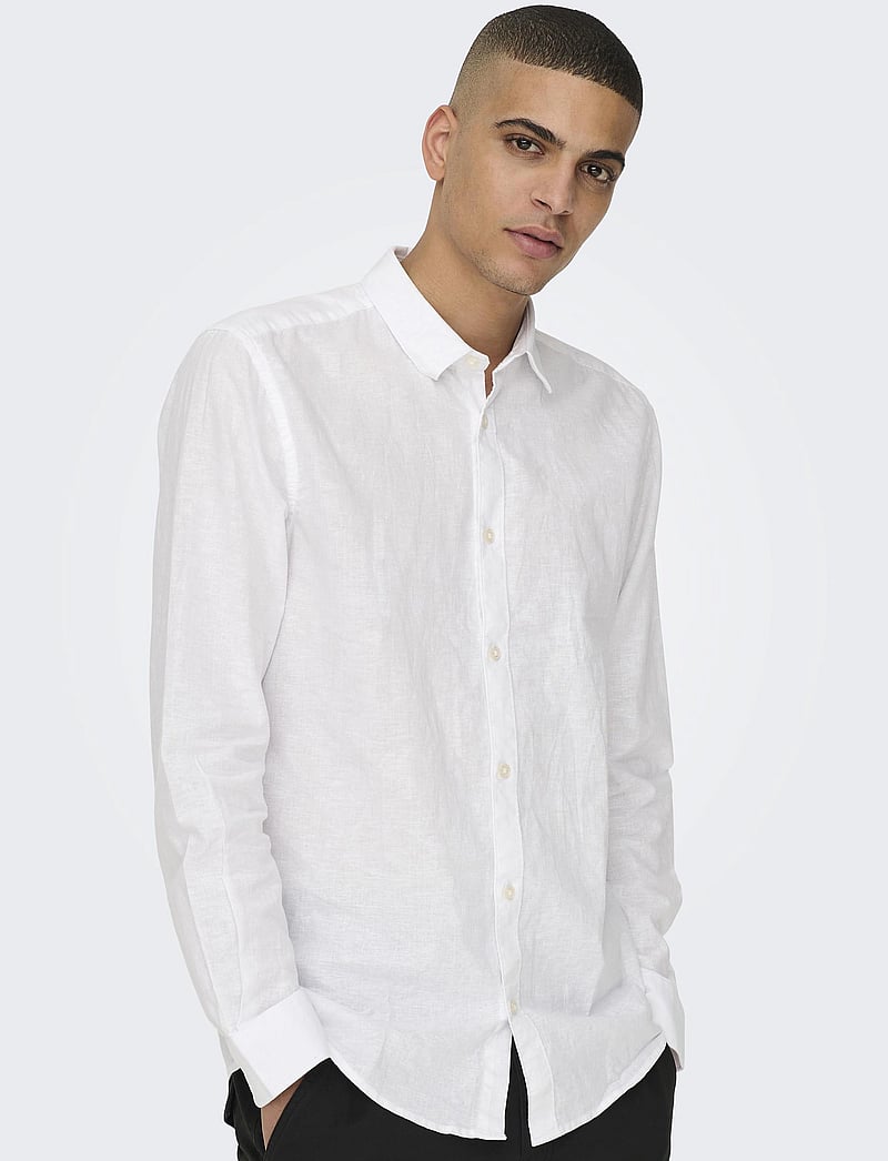 ONLY & SONS - ONSCAIDEN LIFE LS SOLID LINEN SHIRT NOOS - leinenhemden - white - 5