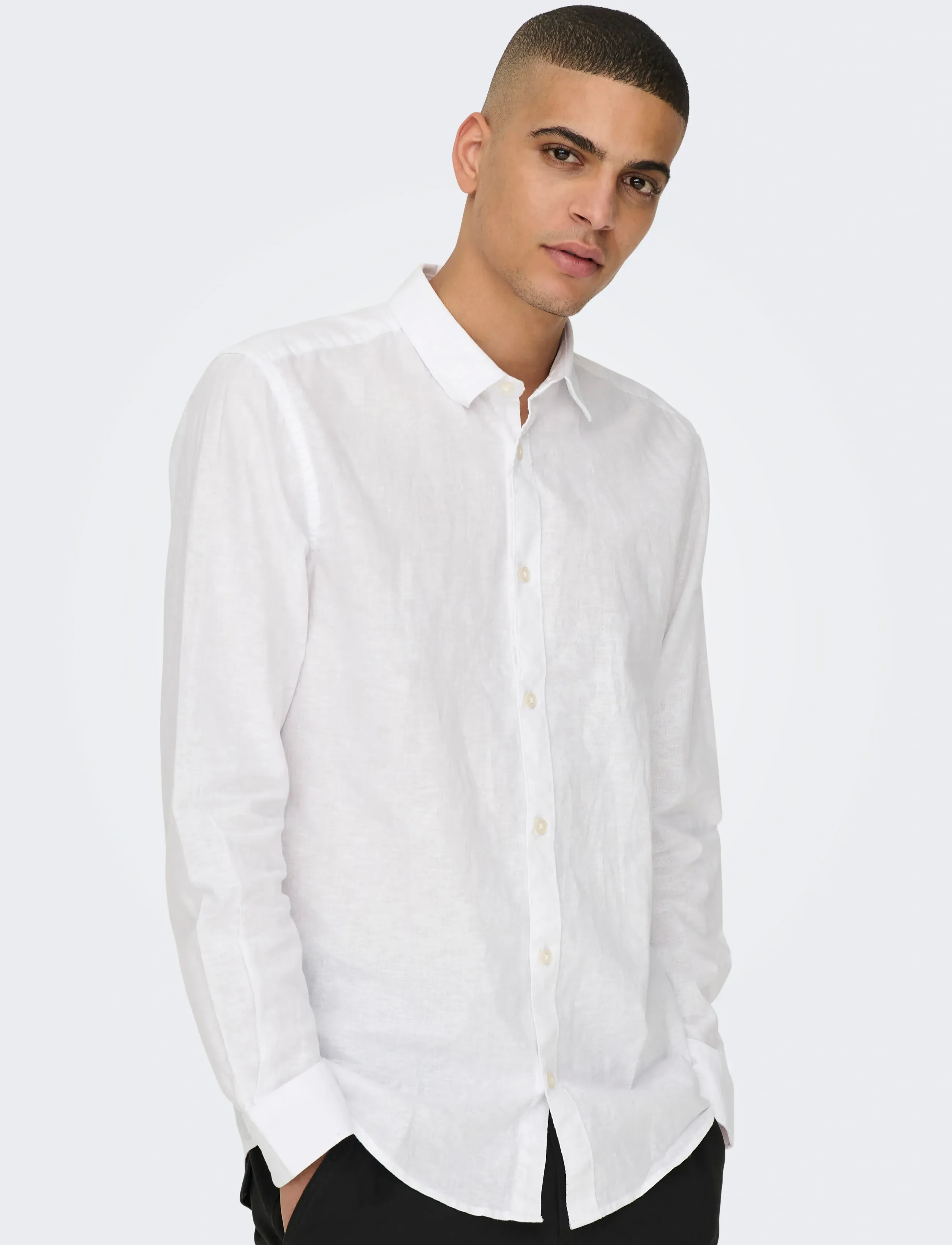 ONLY & SONS - ONSCAIDEN LIFE LS SOLID LINEN BLEND NOOS - leinenhemden - white - 5