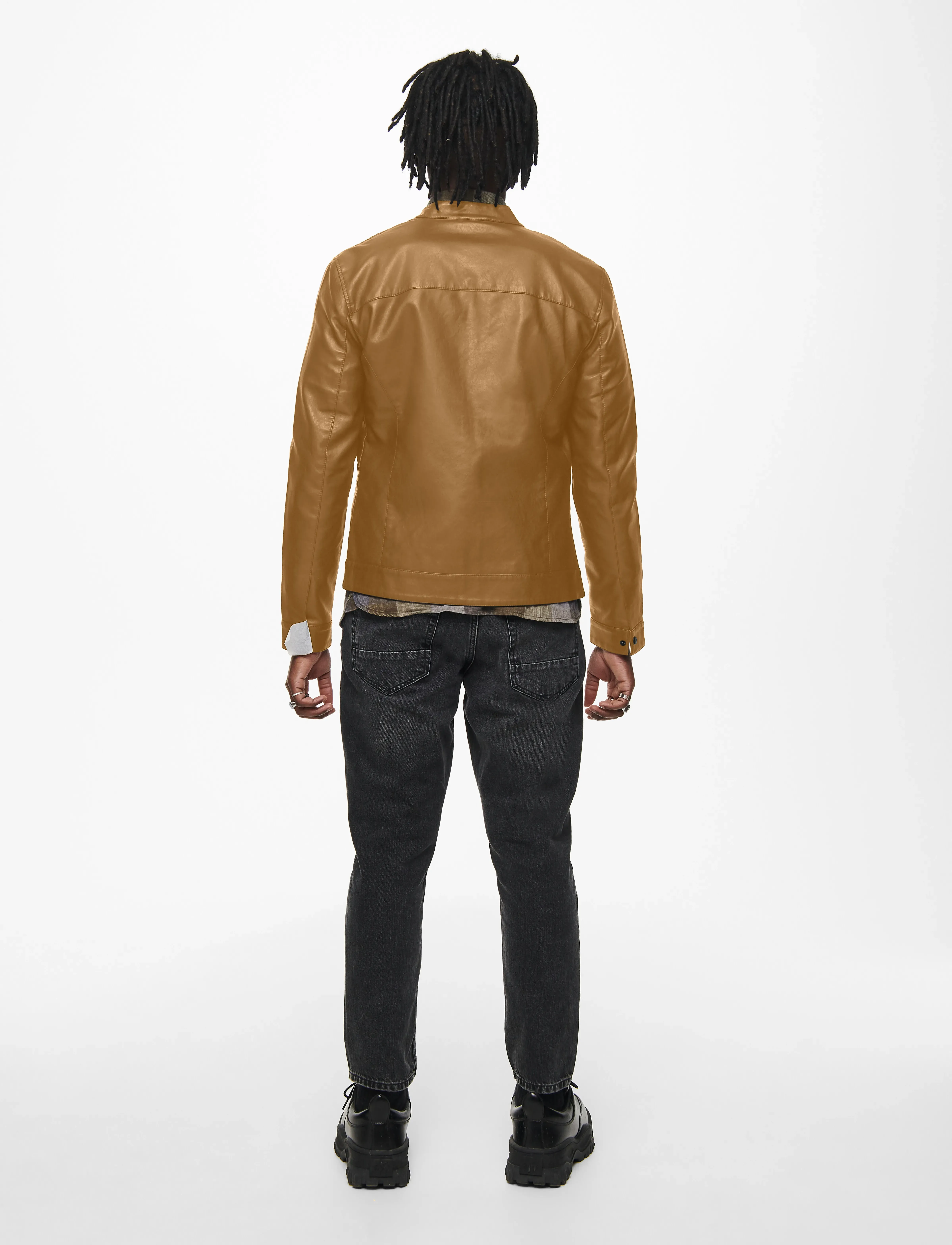 ONLY & SONS - ONSMIKE PU RACER JACKET OTW NOOS - cognac - 3
