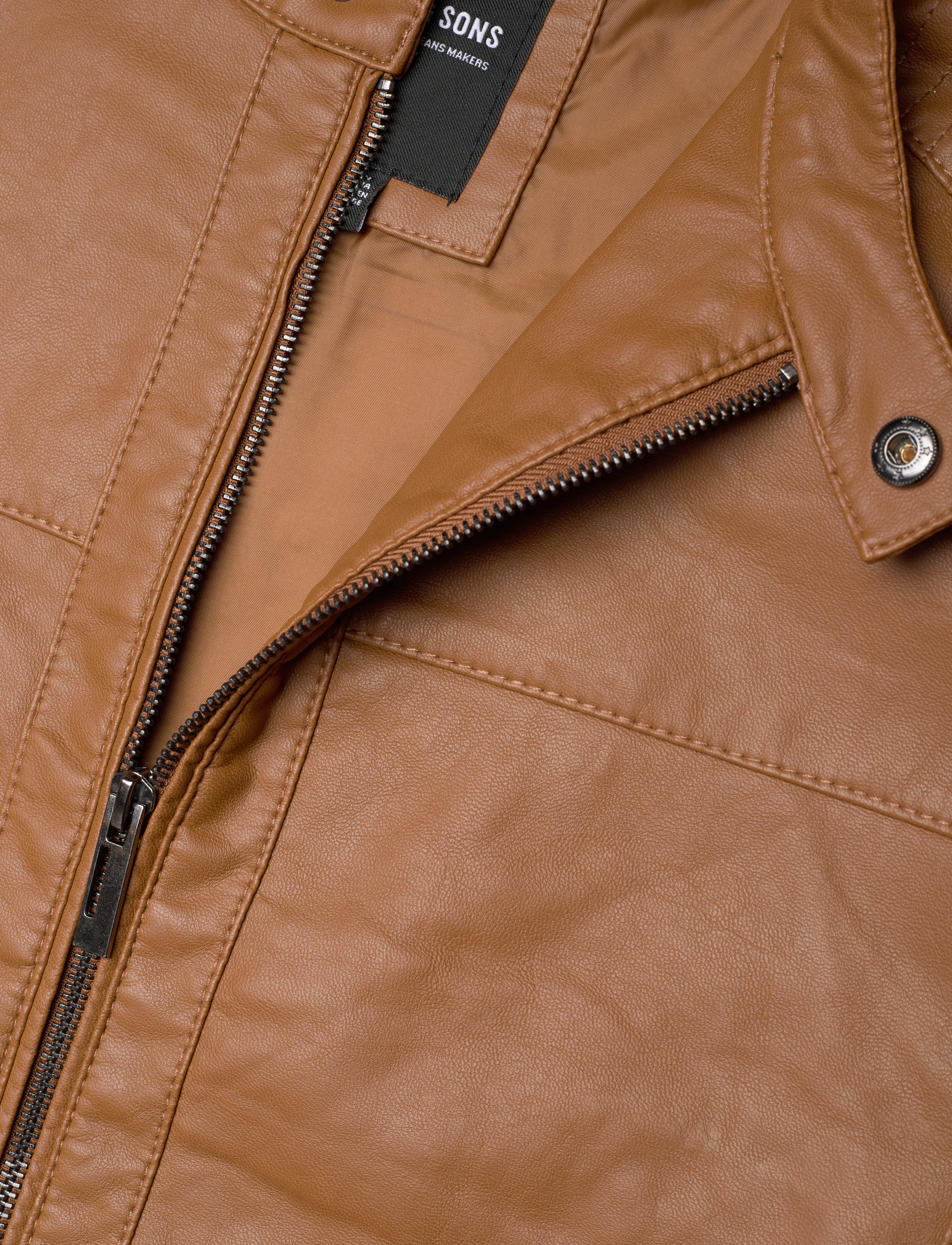 ONLY & SONS - ONSMIKE PU RACER JACKET OTW NOOS - cognac - 4