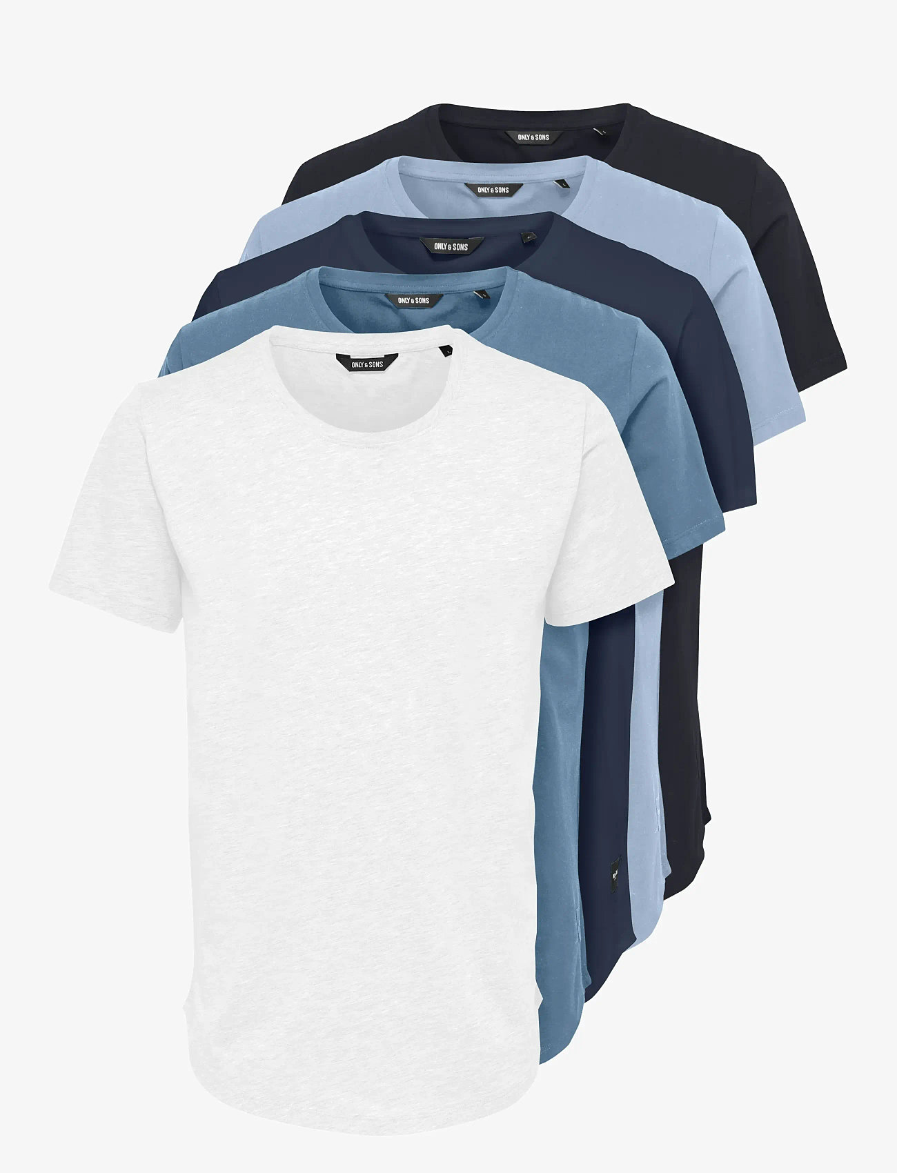 ONLY & SONS - ONSMATT LONGY SS TEE 5-PACK - white - 0