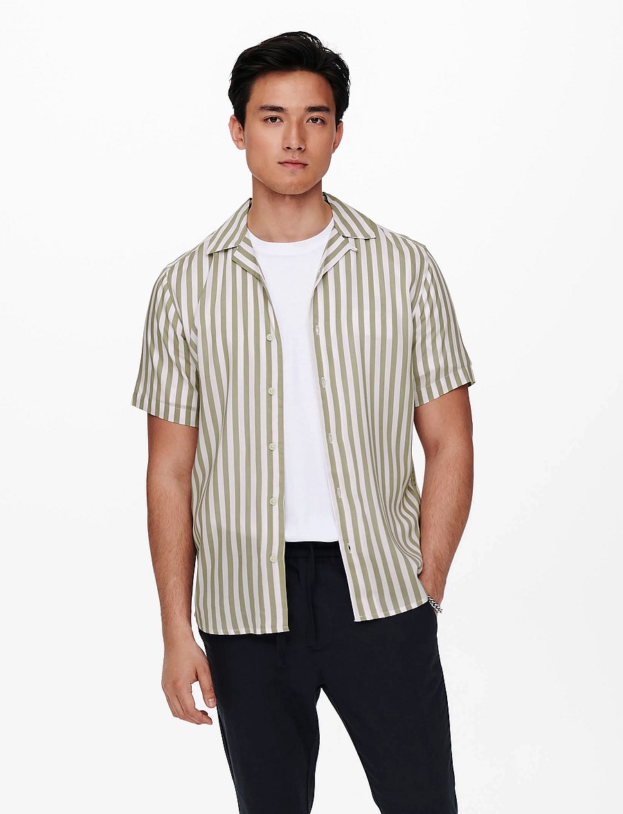 ONLY & SONS - ONSWAYNE LIFE SS VISCOSE SHIRT NOOS - stutterma skyrtur - chinchilla - 0