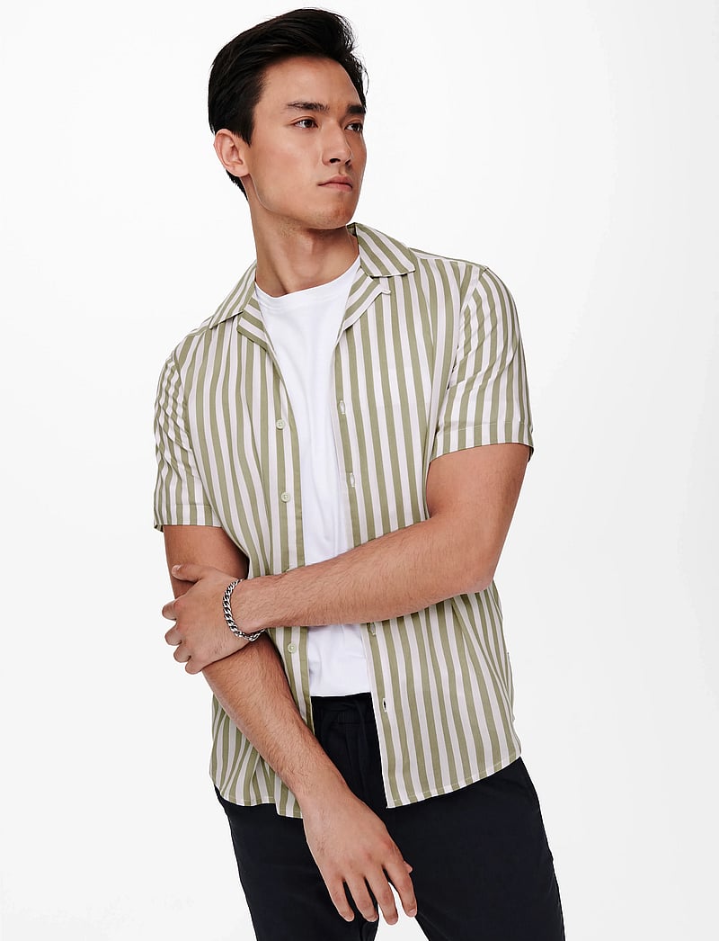 ONLY & SONS - ONSWAYNE LIFE SS VISCOSE SHIRT NOOS - kortærmede skjorter - chinchilla - 5