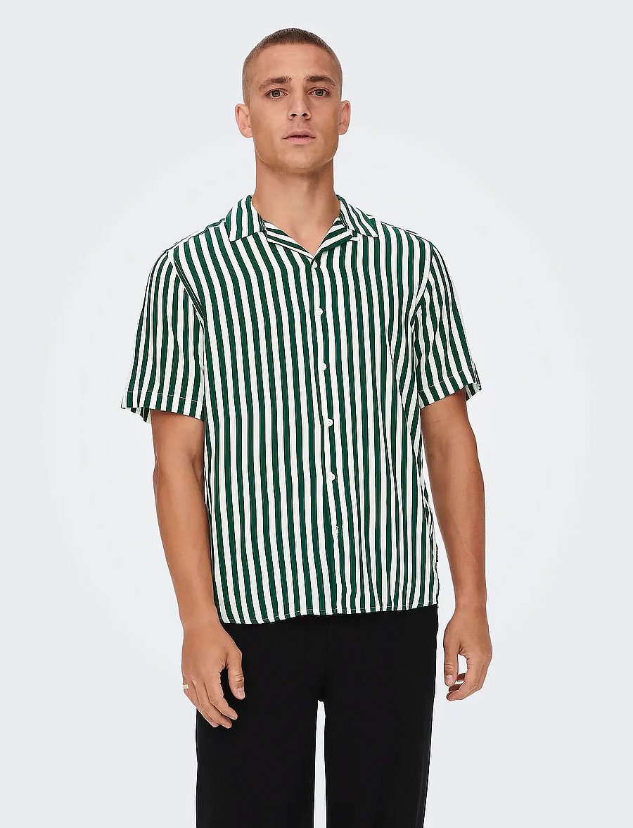 ONLY & SONS - ONSWAYNE LIFE SS VISCOSE SHIRT NOOS - stutterma skyrtur - dark green - 0