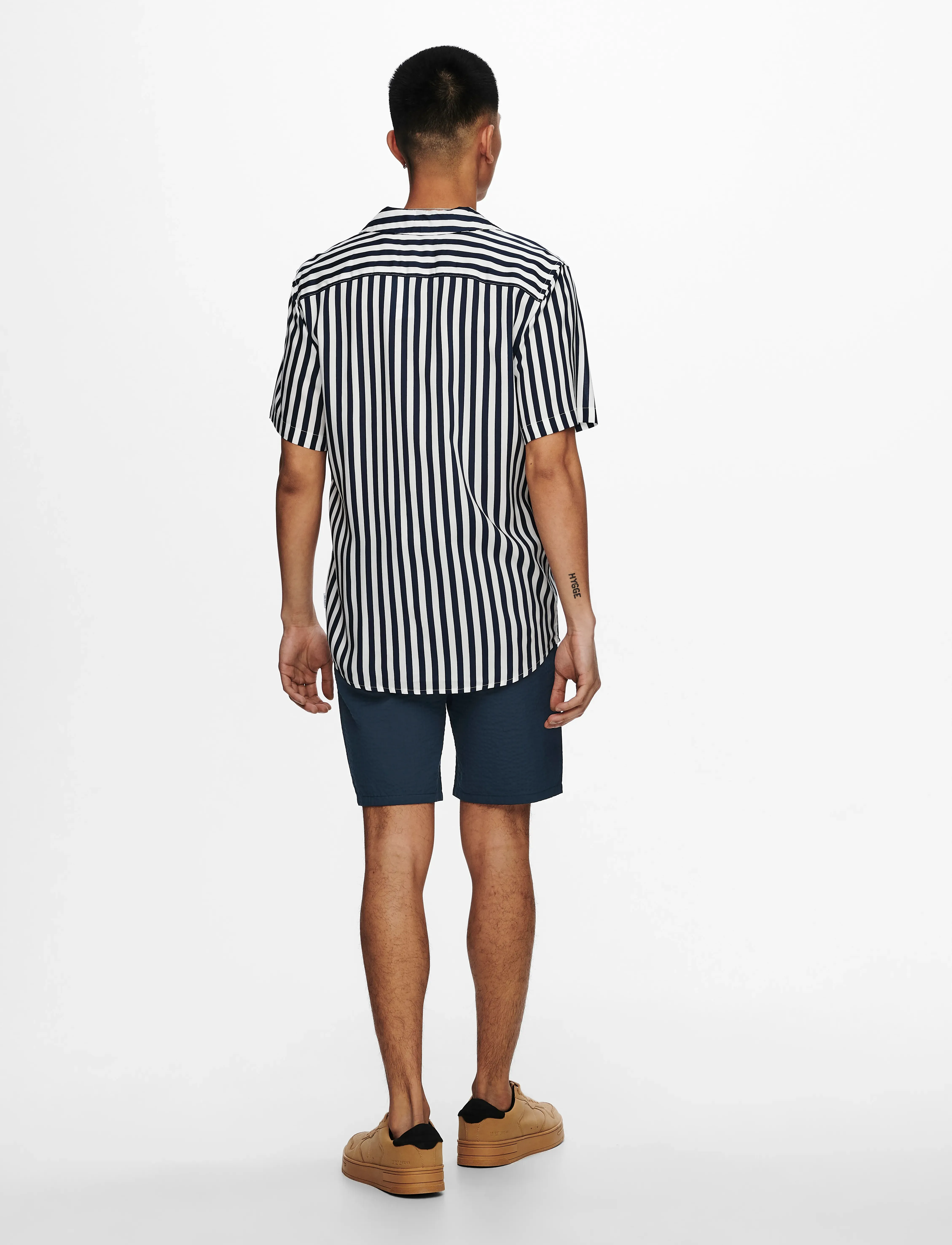 ONLY & SONS - ONSWAYNE LIFE SS VISCOSE SHIRT NOOS - short-sleeved shirts - dress blues - 3