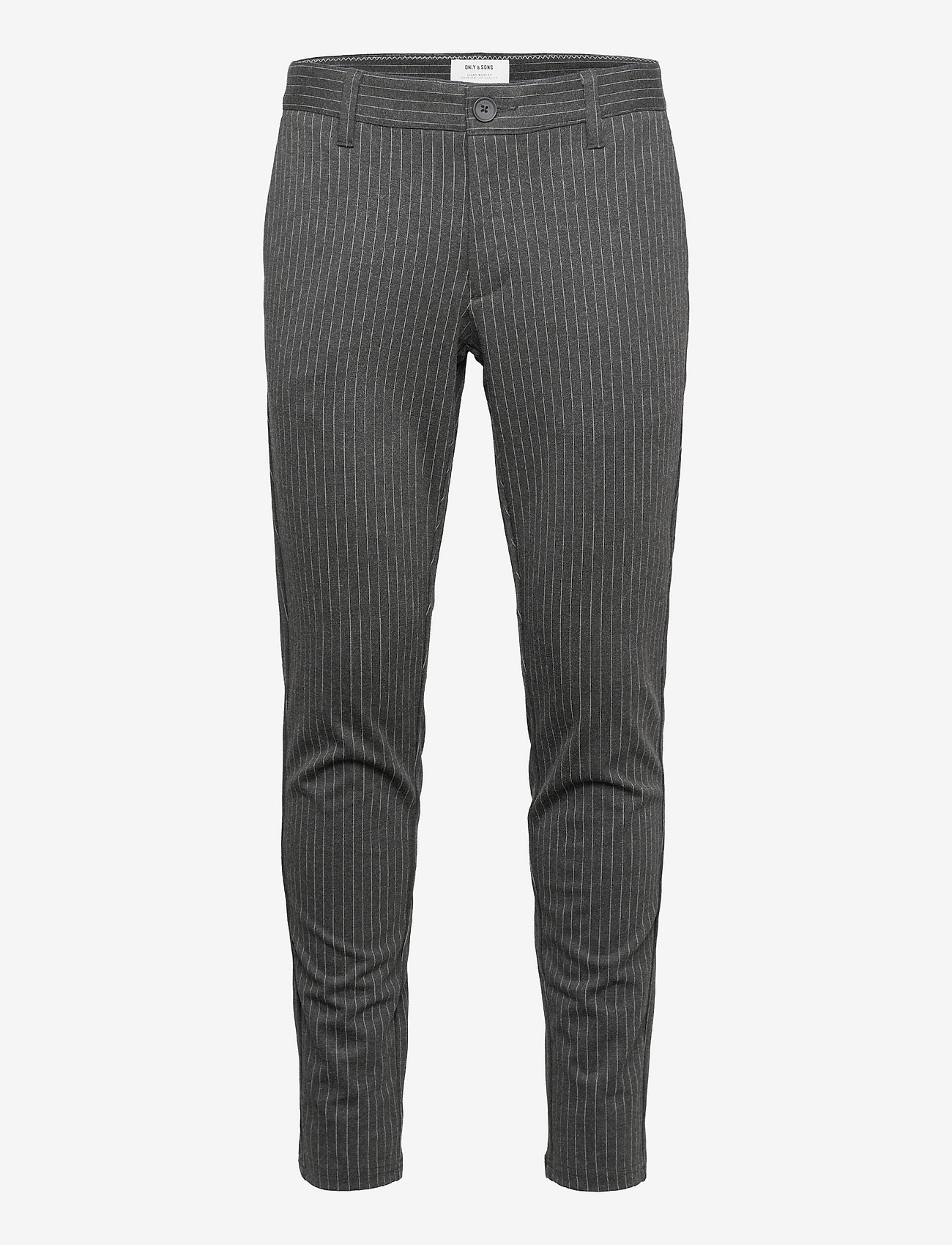 ONLY & SONS - ONSMARK PANT STRIPE GW 3727 NOOS - suit trousers - dark grey melange - 0