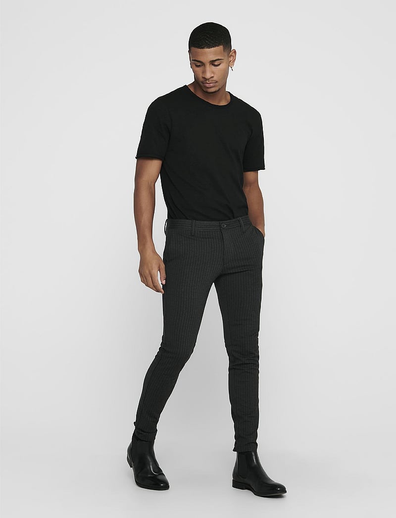 ONLY & SONS - ONSMARK PANT STRIPE GW 3727 - anzugshosen - dark grey melange - 0