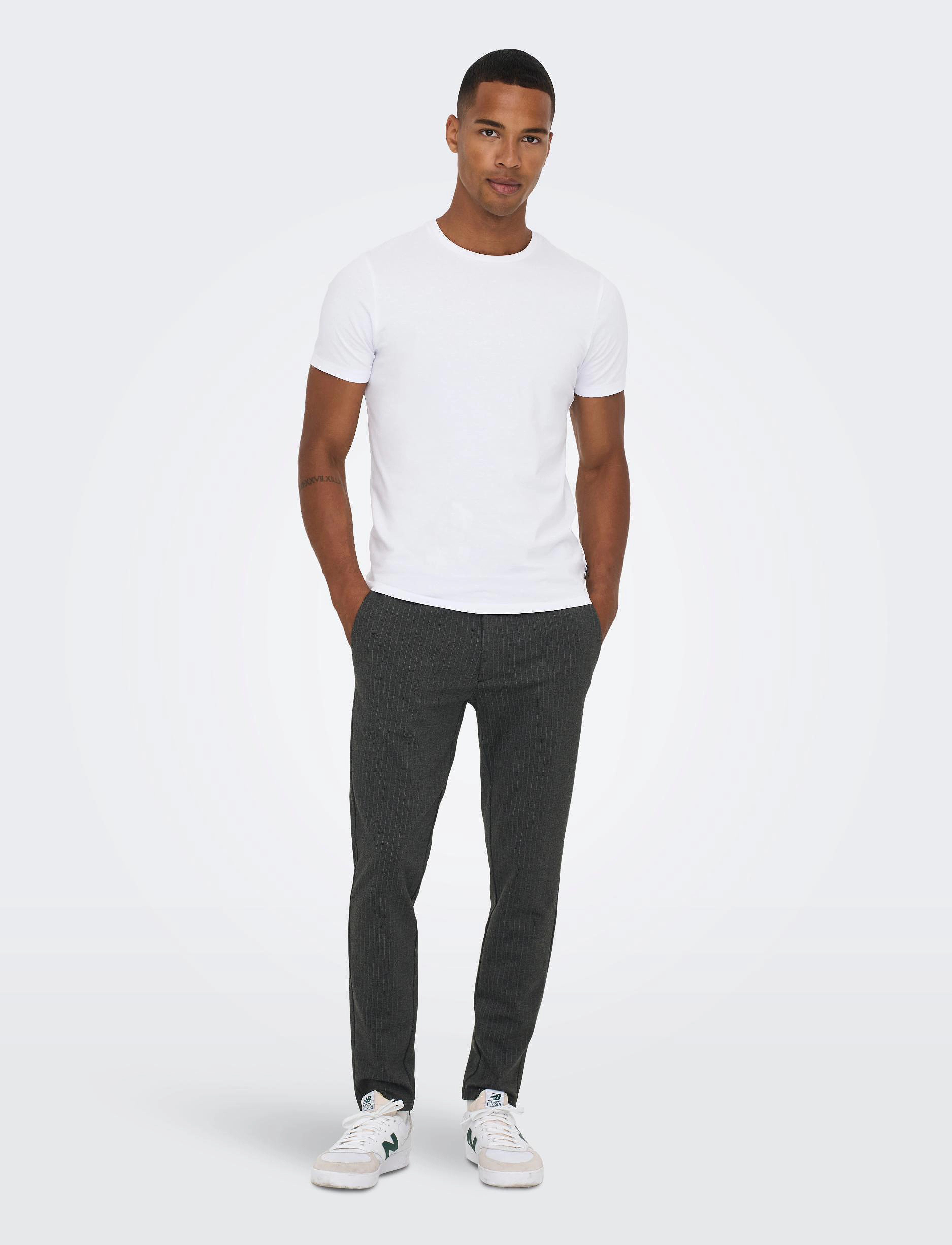ONLY & SONS - ONSMARK PANT STRIPE GW 3727 - anzugshosen - dark grey melange - 5