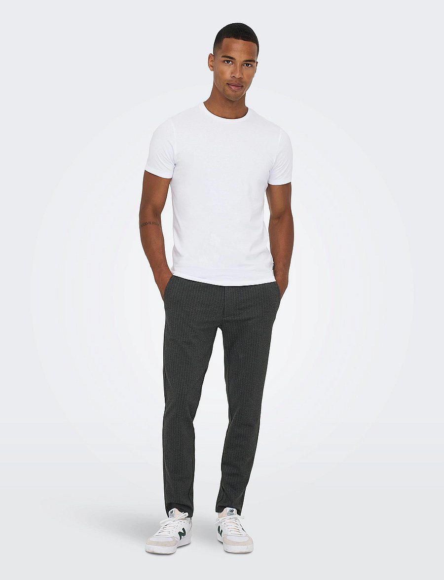 ONLY & SONS - ONSMARK PANT STRIPE GW 3727 - anzugshosen - dark grey melange - 5