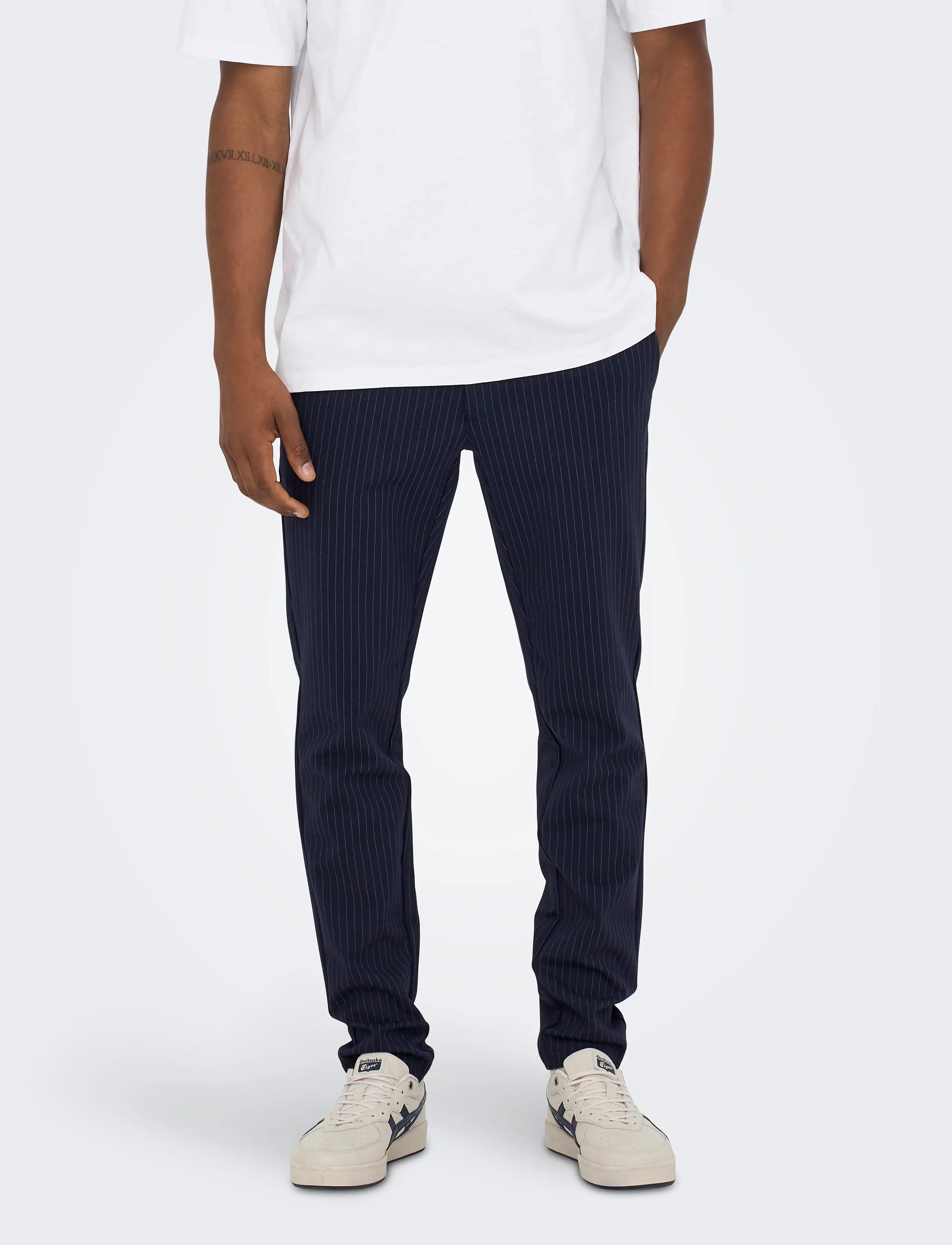 ONLY & SONS Onsmark Pant Stripe Gw 3727, 28 x 34, Trousers, Marineblau - Formal, Männerswear