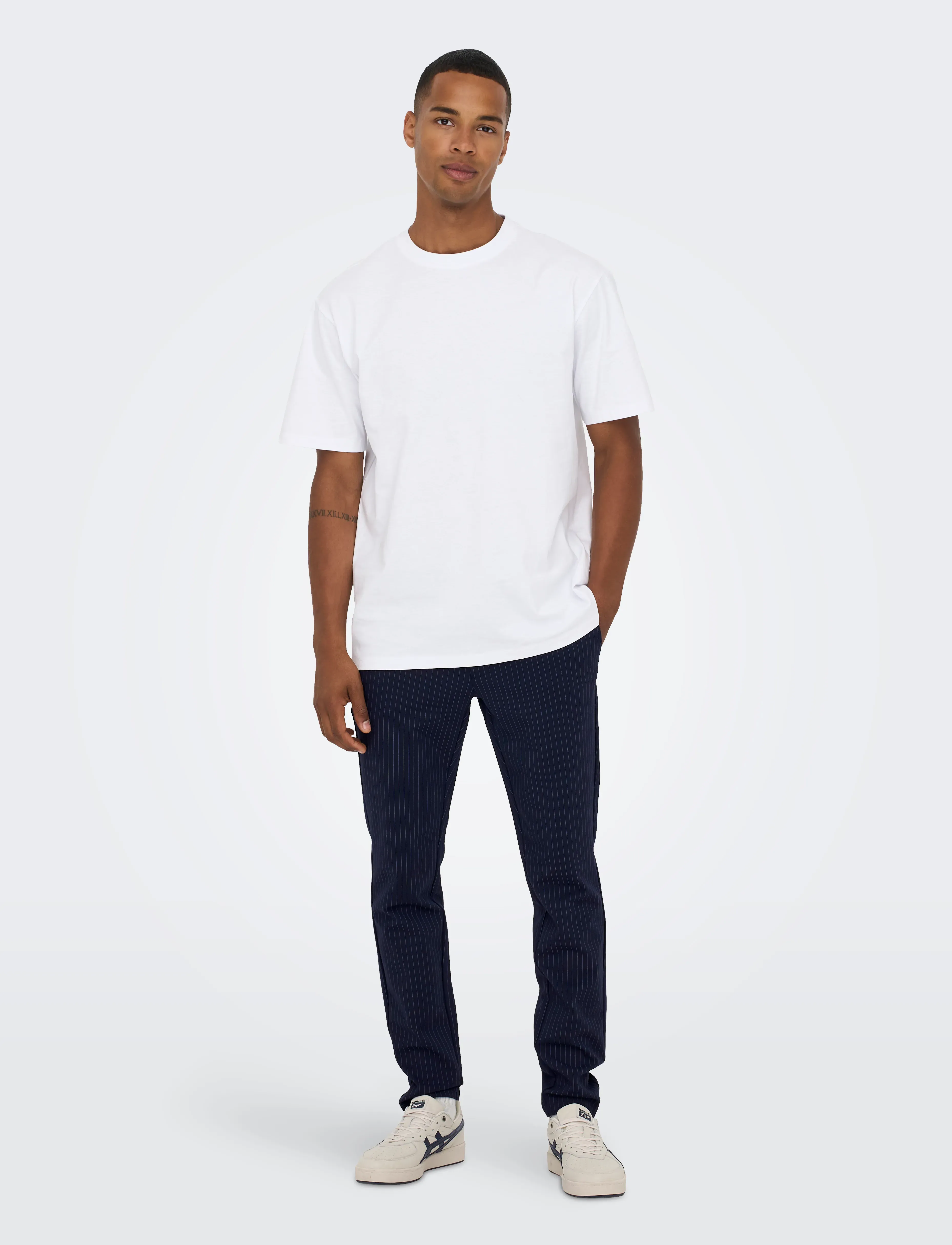 ONLY & SONS - ONSMARK PANT STRIPE GW 3727 - kostymbyxor - night sky - 5