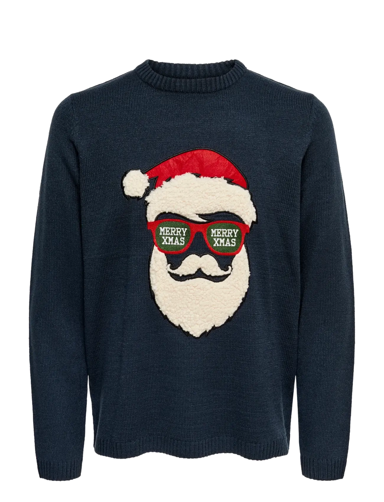ONLY & SONS ONSXMAS 7 FUNNY BADGE JAQUARD KNIT CS - Rundhals - BLUE NIGHTS / navy