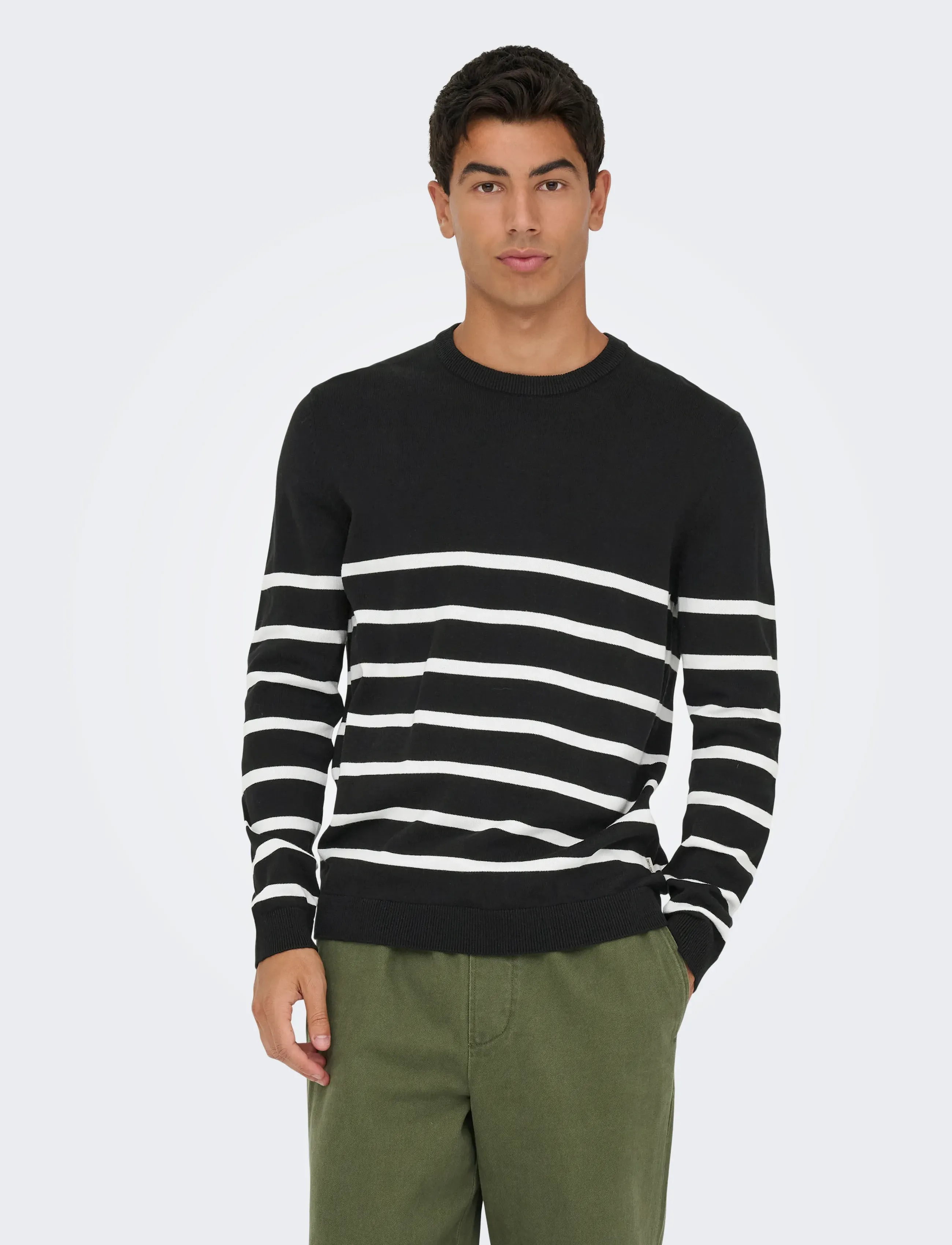 ONLY & SONS ONSALEX REG 12 CREW KNIT NOOS - Looks for less - BLACK / black