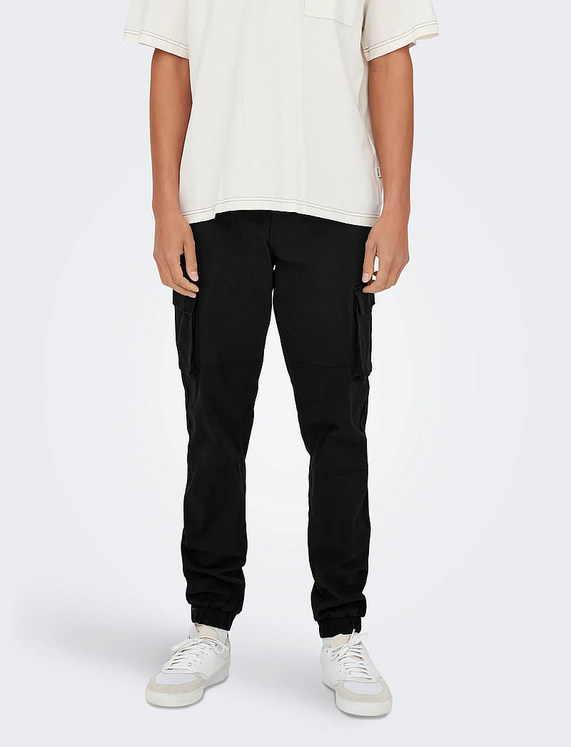 ONLY & SONS - ONSCAM STAGE CARGO CUFF LIFE 6687 NOOS - cargo püksid - black - 1