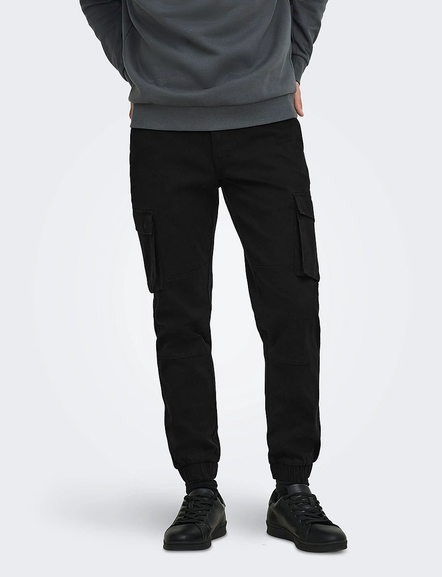 ONLY & SONS - ONSCAM STAGE CARGO CUFF LIFE 6687 NOOS - cargohosen - black - 1