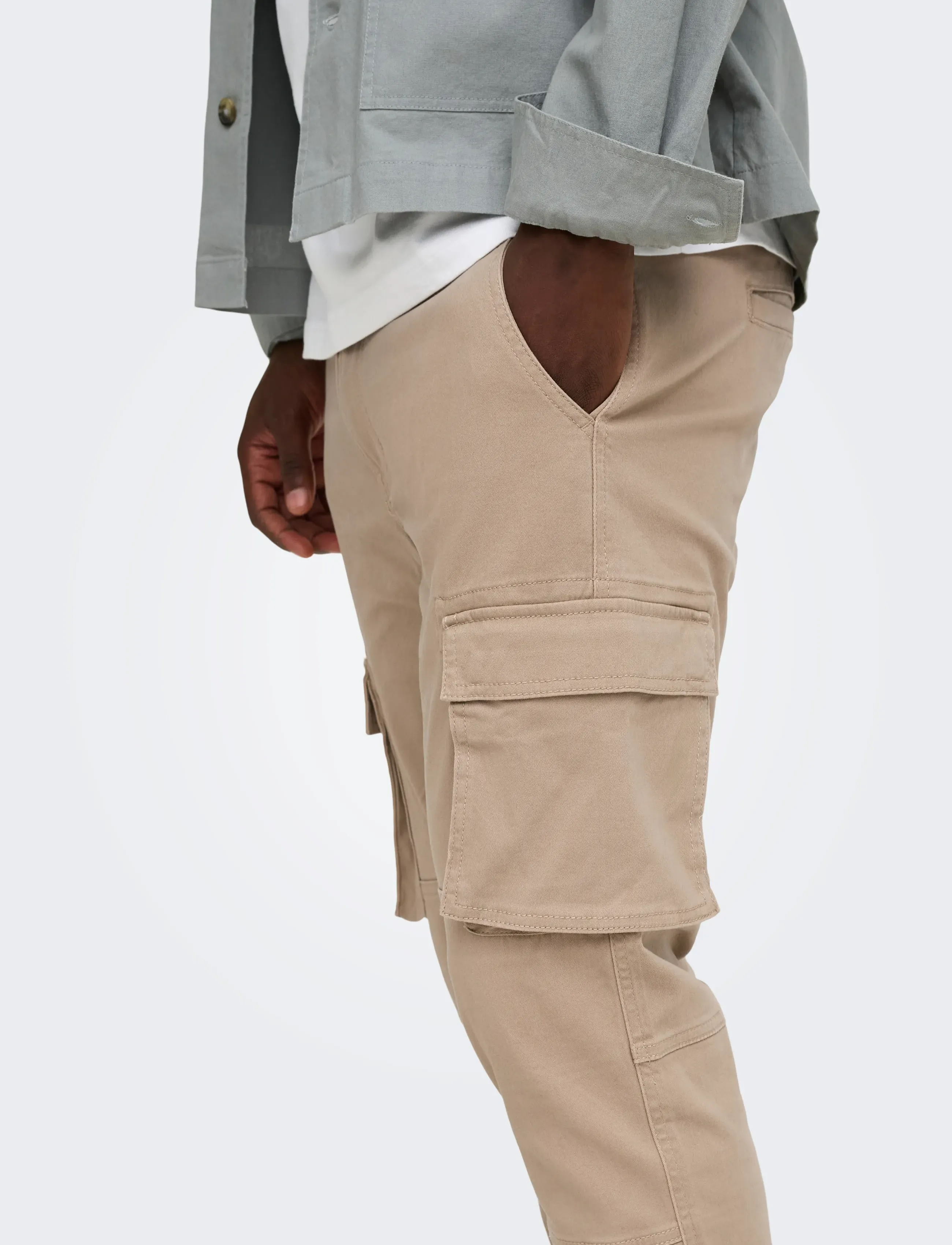 ONLY & SONS - ONSCAM STAGE CARGO CUFF LIFE 6687 NOOS - efterårstøj - chinchilla - 5