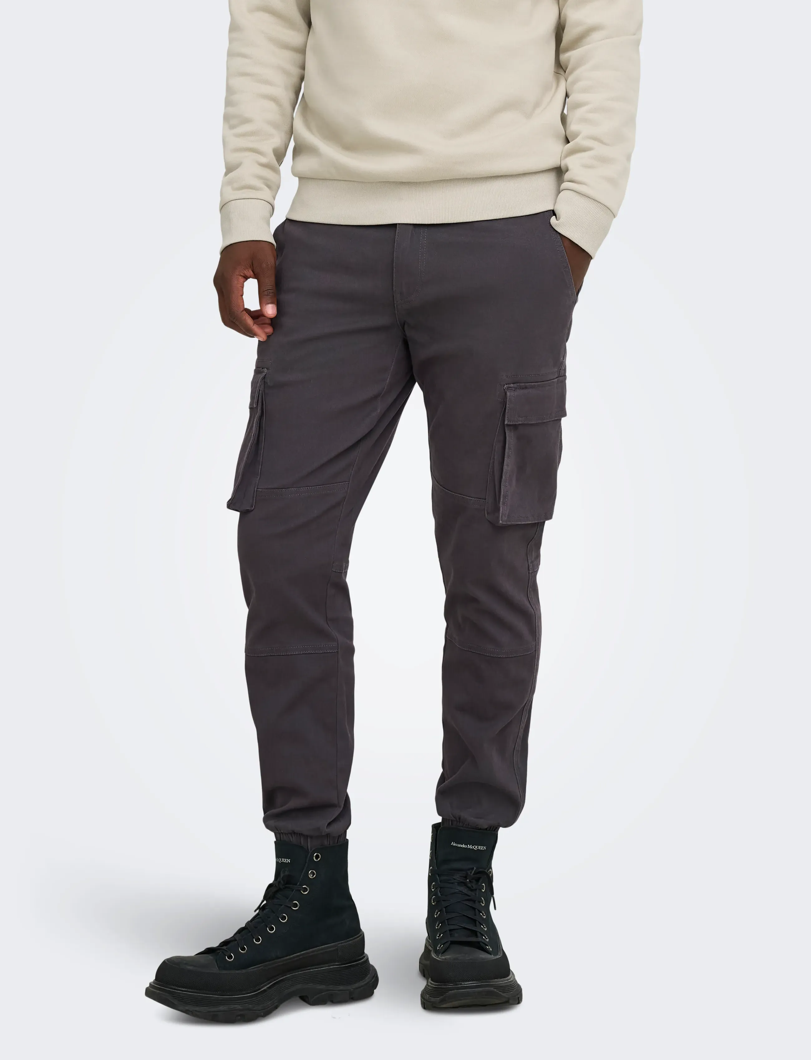 ONLY & SONS ONSCAM STAGE CARGO CUFF LIFE 6687 NOOS - Cargobyxor - GREY PINSTRIPE / grey