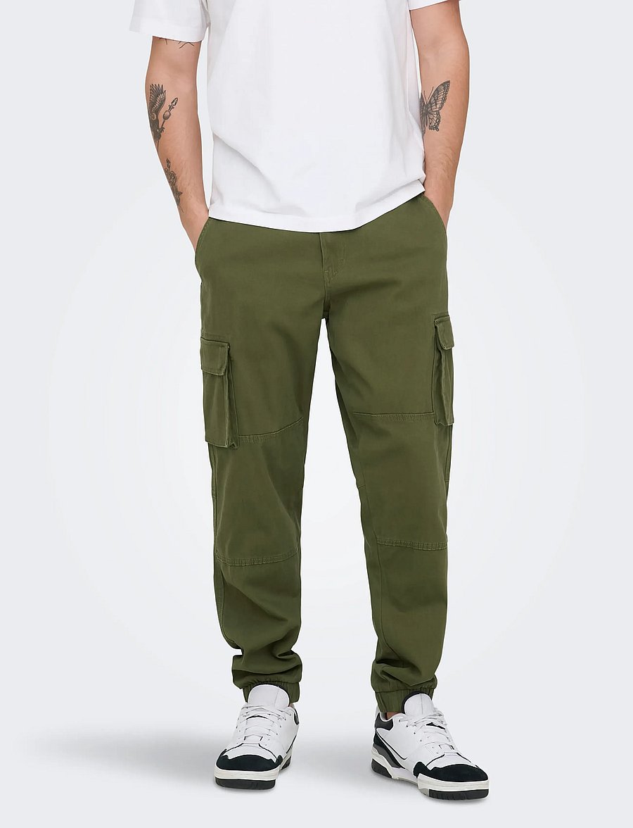ONLY & SONS - ONSCAM STAGE CARGO CUFF LIFE 6687 NOOS - cargo-püksid - olive night - 0