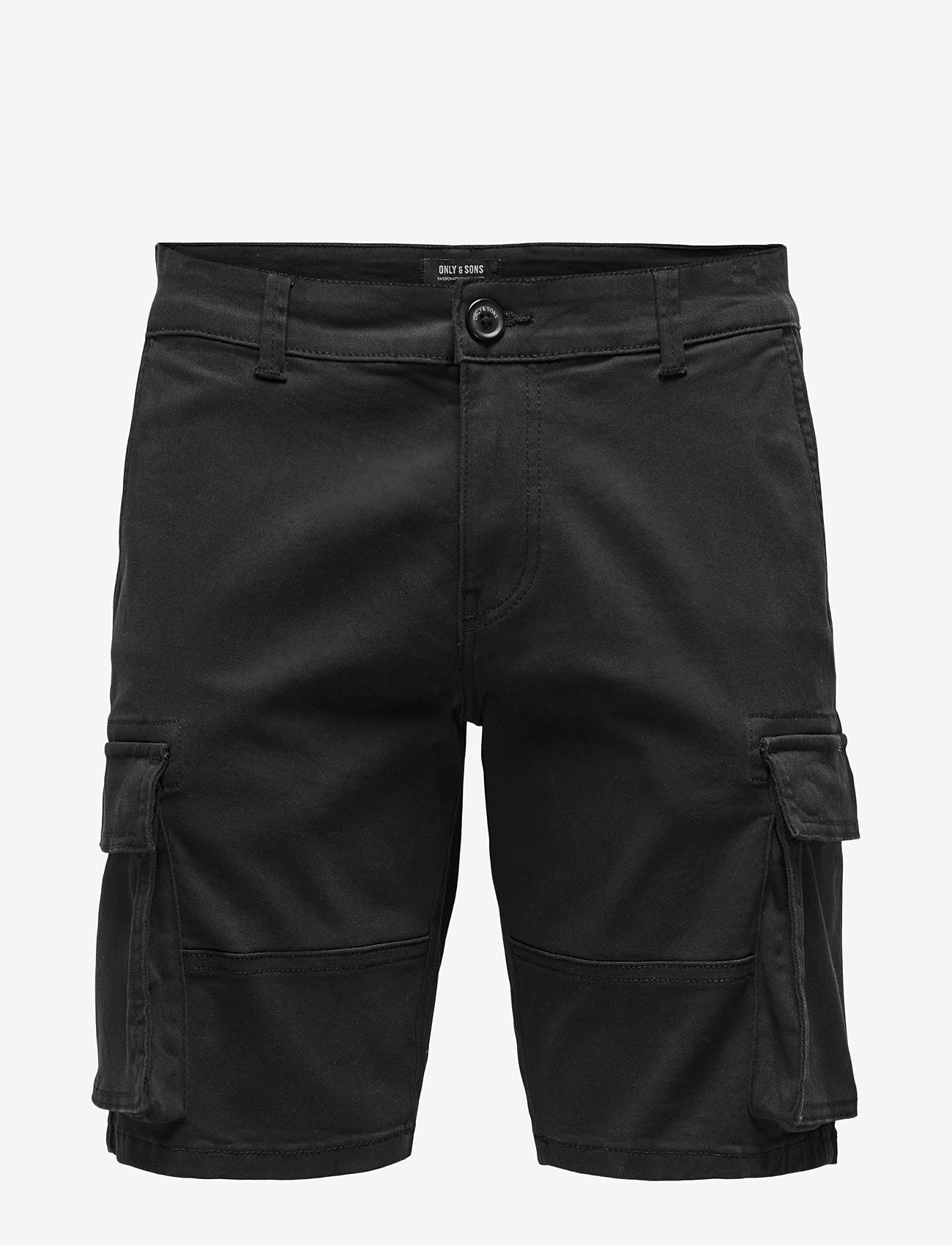 ONLY & SONS - ONSCAM STAGE CARGO SHORTS 6689 LIFE NOOS - lühikesed kargopüksid - black - 1