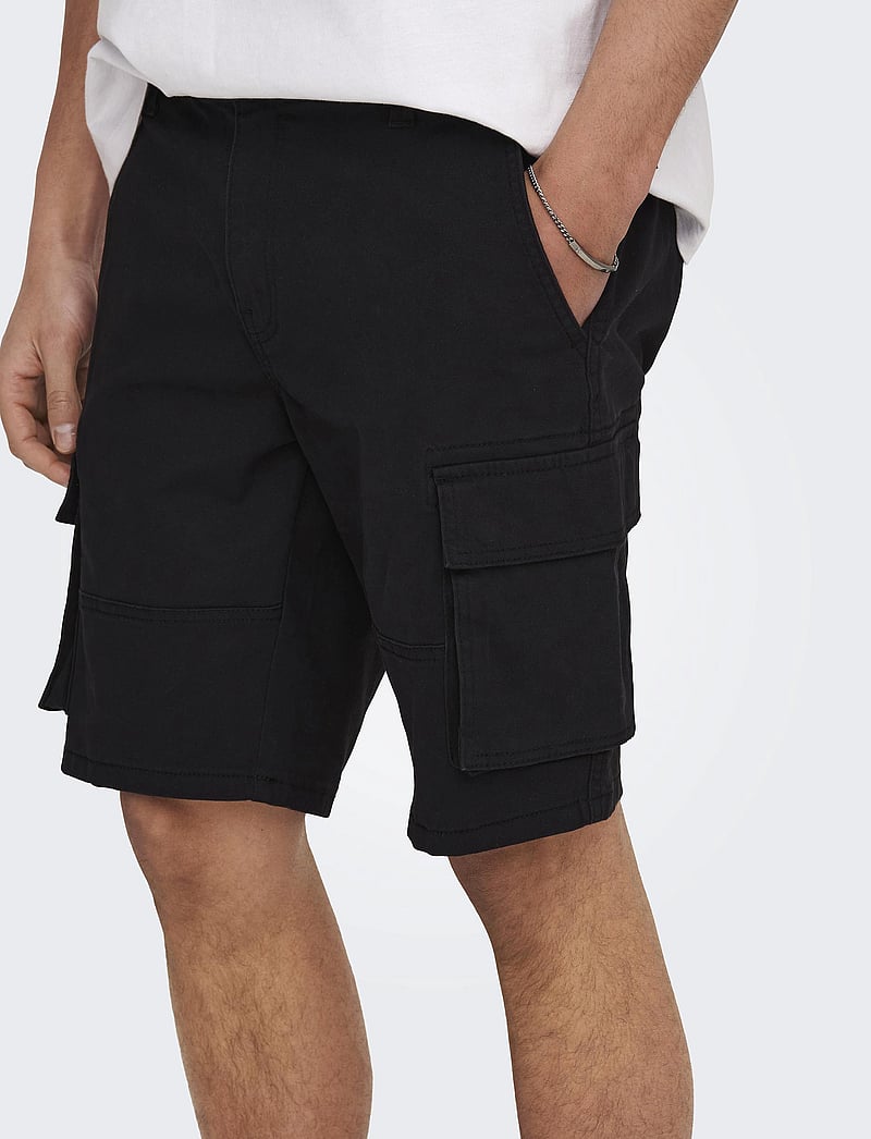 ONLY & SONS - ONSCAM STAGE CARGO SHORTS 6689 LIFE NOOS - lühikesed kargopüksid - black - 5