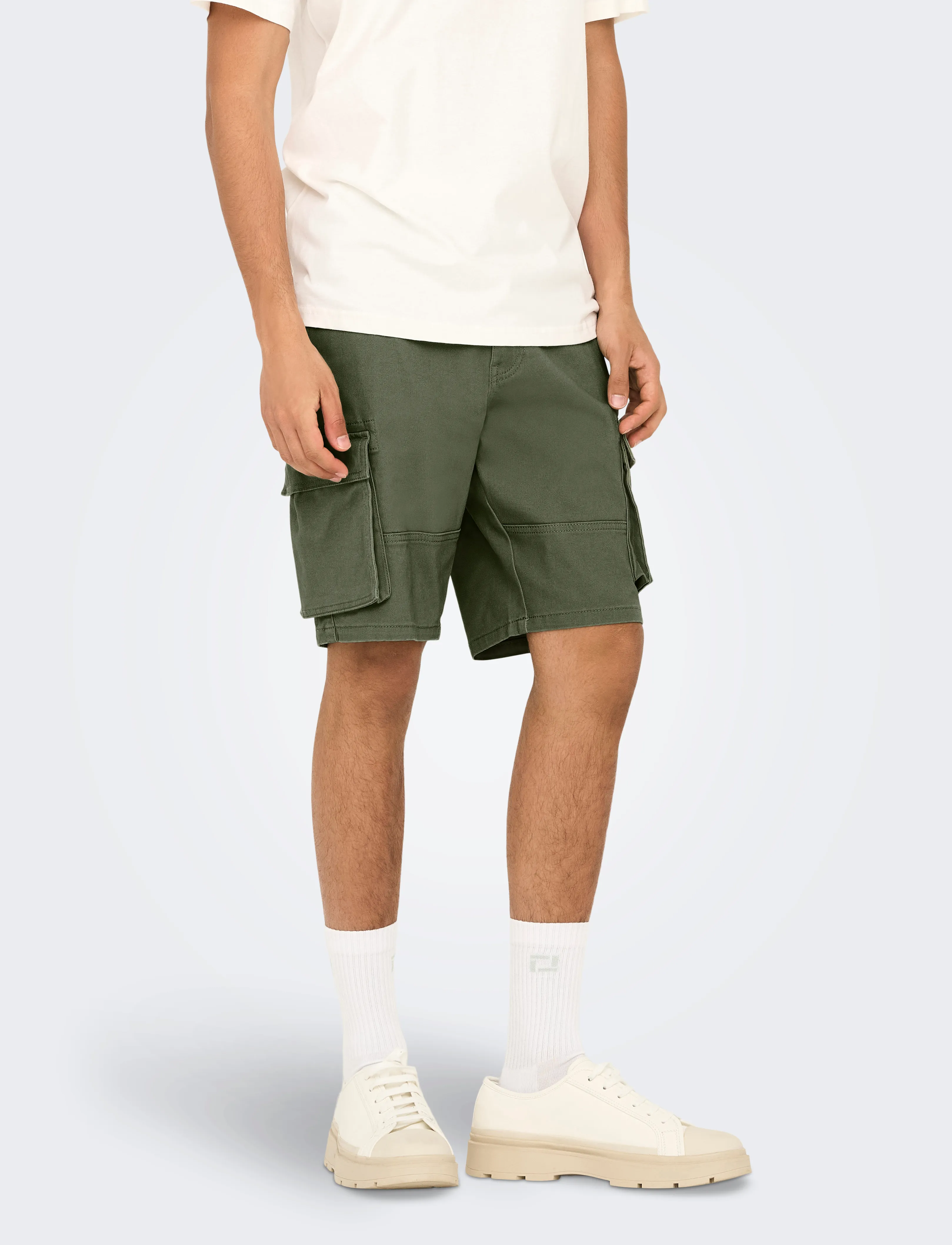 ONLY & SONS Onscam Stage Cargo Shorts 6689 Life Noos, S, Green, Shorts > Cargo Shorts, Herre