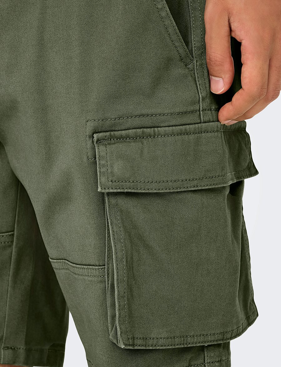 ONLY & SONS - ONSCAM STAGE CARGO SHORTS 6689 LIFE NOOS - lühikesed kargopüksid - deep lichen green - 5