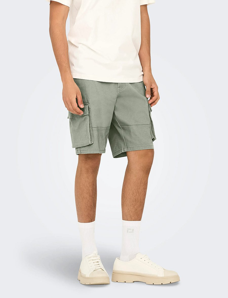 ONLY & SONS - ONSCAM STAGE CARGO SHORTS 6689 LIFE NOOS - lühikesed kargopüksid - seagrass - 0