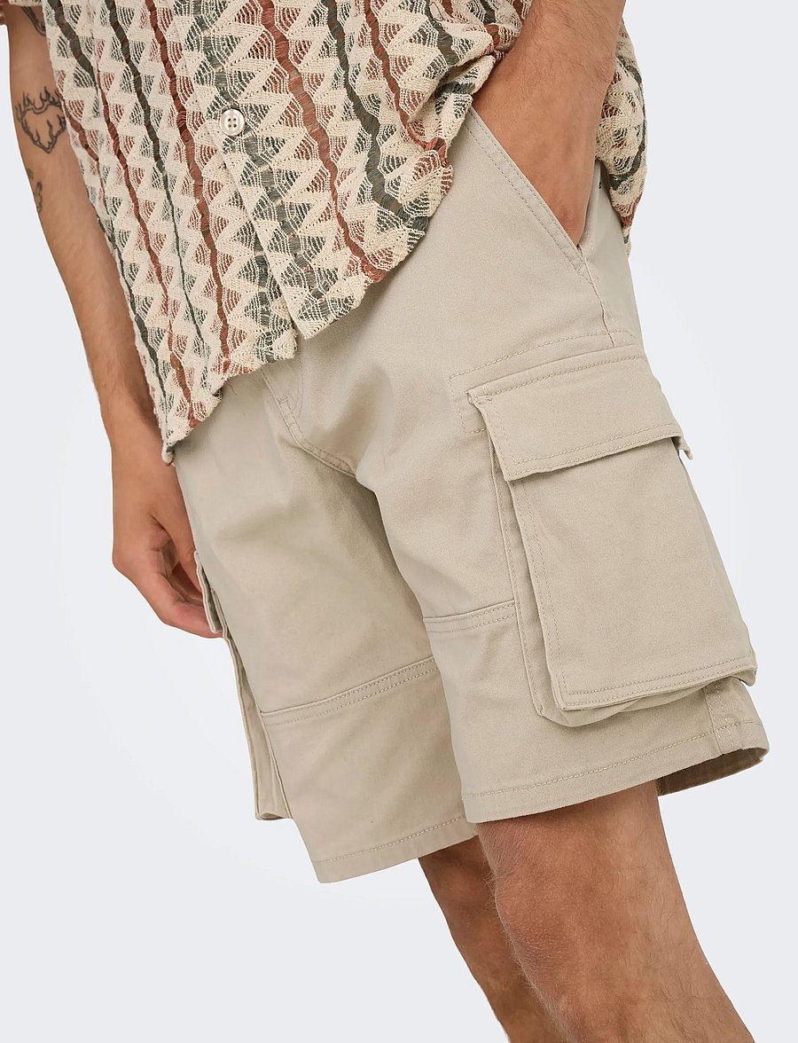 ONLY & SONS - ONSCAM STAGE CARGO SHORTS 6689 LIFE NOOS - cargo shorts - silver lining - 5