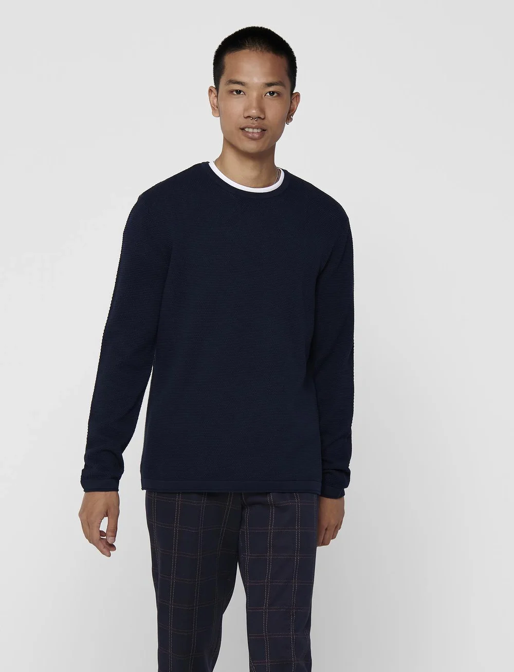 ONLY & SONS - ONSPANTER LIFE 12 STRUC CREW KNIT - prjónaðir kragar - dress blues - 0