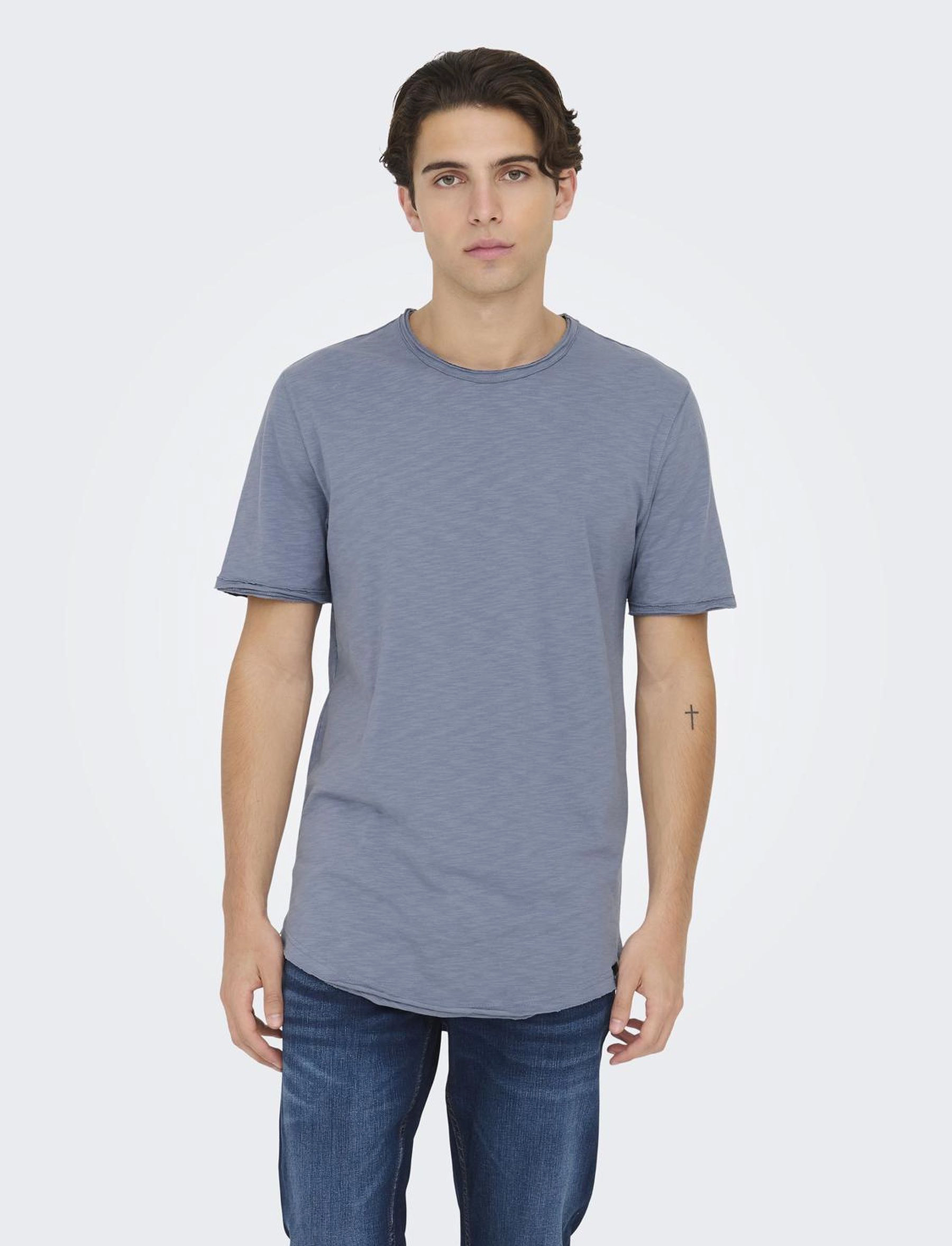 ONLY & SONS - ONSBENNE LONGY SS TEE NF 7822 NOOS - flint stone - 2