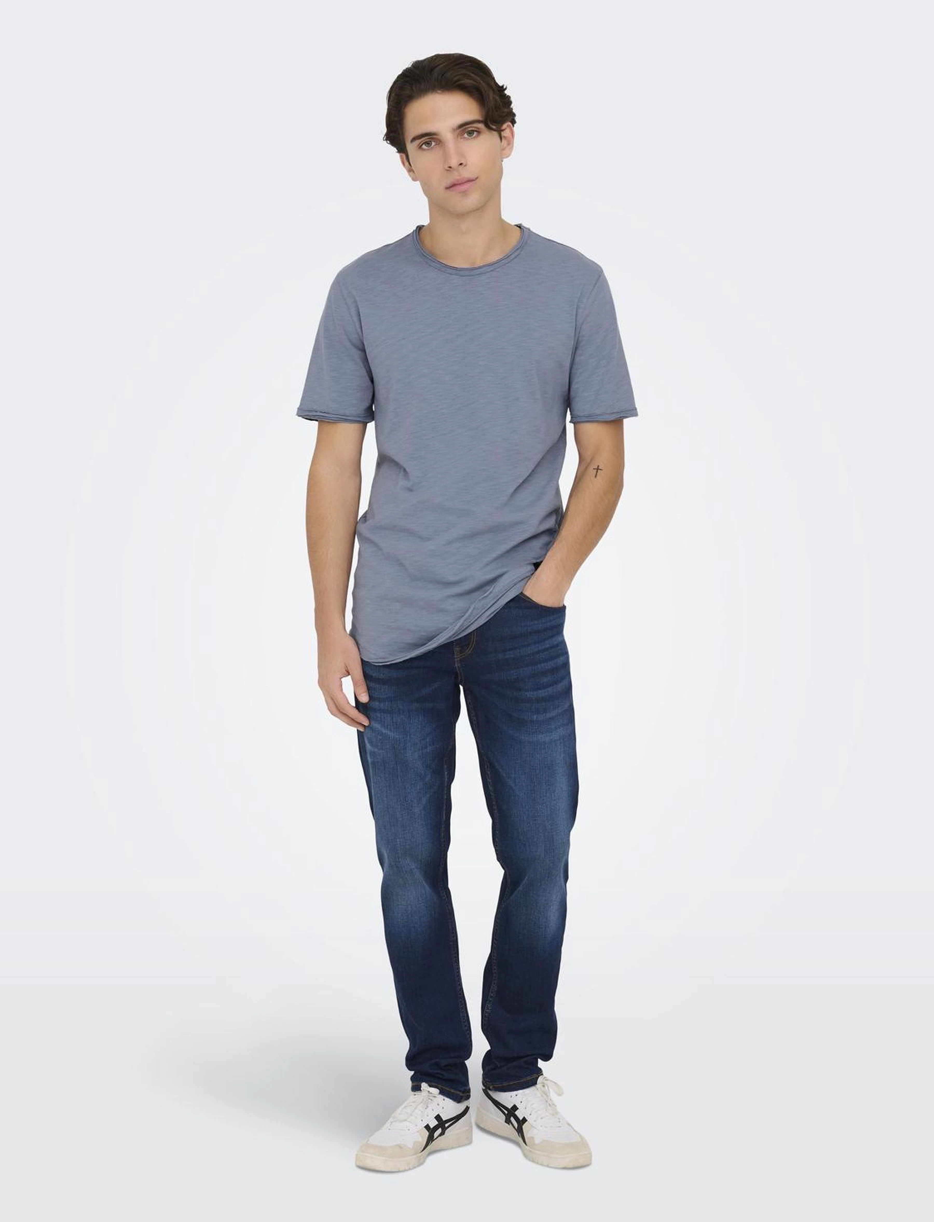 ONLY & SONS - ONSBENNE LONGY SS TEE NF 7822 NOOS - flint stone - 4