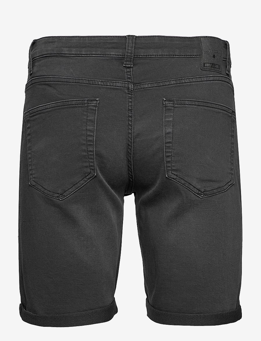 ONLY & SONS - ONSPLY BLK JOG 8581 PIM DNM SHORTS NOOS - jeansshorts - black denim - 2