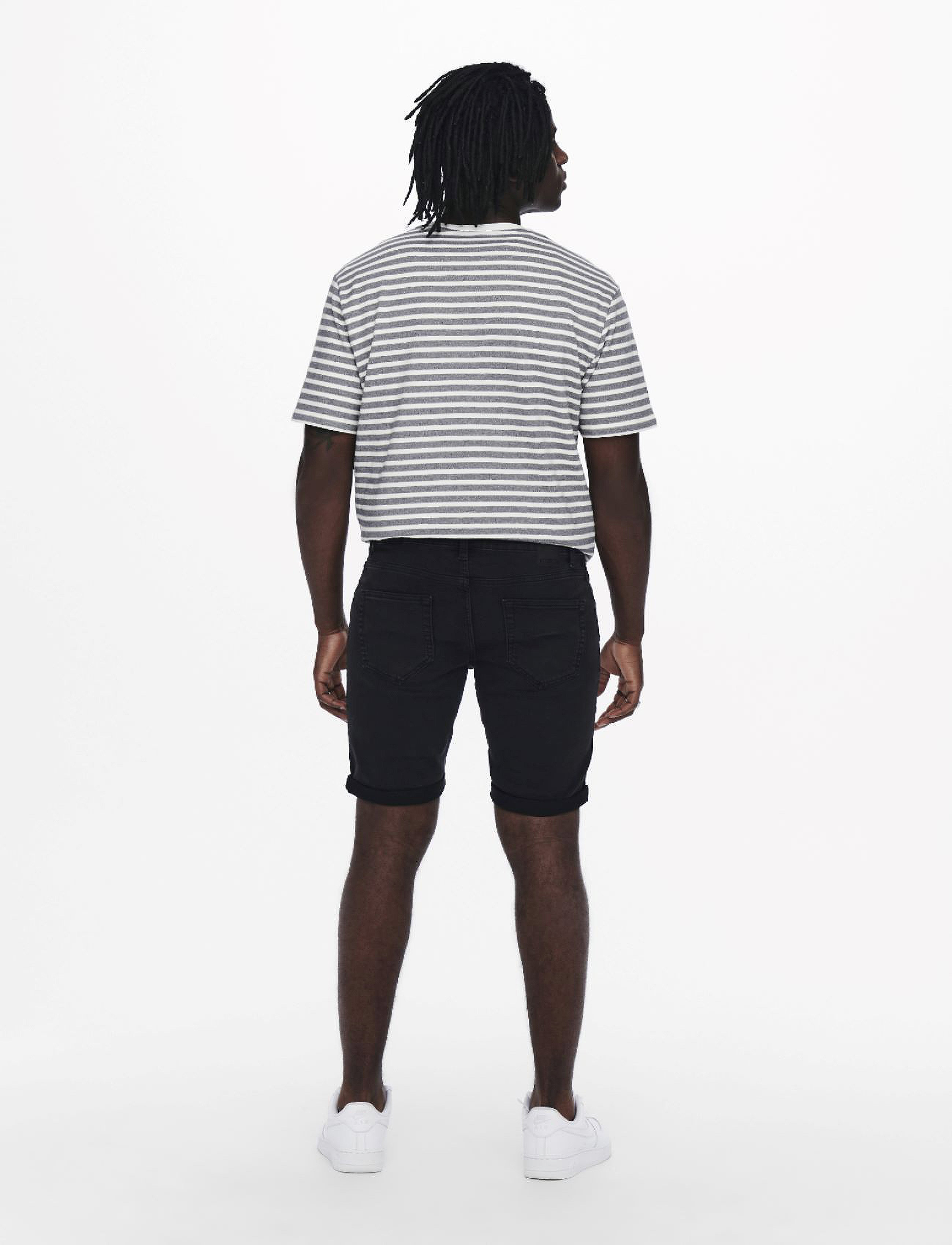 ONLY & SONS - ONSPLY BLK JOG 8581 PIM DNM SHORTS NOOS - jeansshorts - black denim - 3