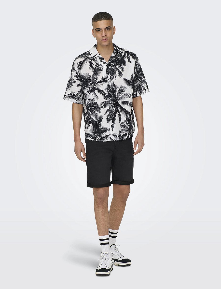 ONLY & SONS - ONSPLY BLK JOG 8581 PIM DNM SHORTS NOOS - jeansshorts - black denim - 5