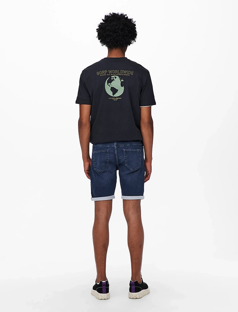 ONLY & SONS - ONSPLY JOG DB 8582 PIM DNM SHORTS NOOS - short en jean - blue denim - 3
