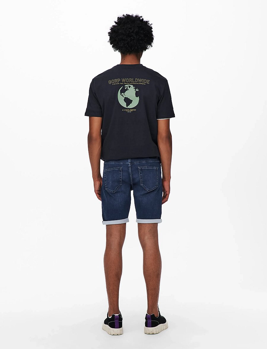 ONLY & SONS - ONSPLY JOG DB 8582 PIM DNM SHORTS NOOS - short en jean - blue denim - 3