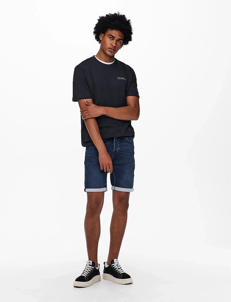 ONLY & SONS - ONSPLY JOG DB 8582 PIM DNM SHORTS NOOS - short en jean - blue denim - 5