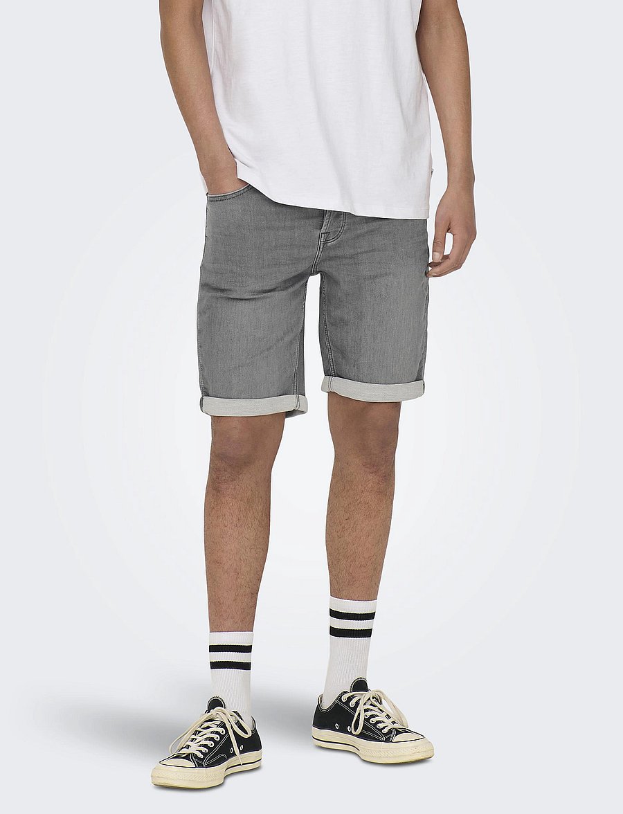ONLY & SONS - ONSPLY JOG MG 8583 PIM DNM SHORTS NOOS - short en jean - grey denim - 0