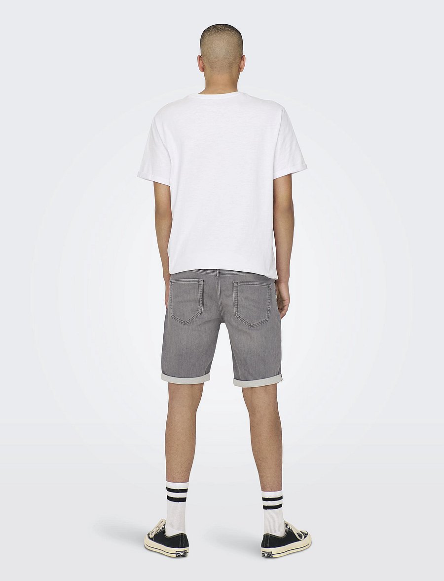 ONLY & SONS - ONSPLY JOG MG 8583 PIM DNM SHORTS NOOS - short en jean - grey denim - 3